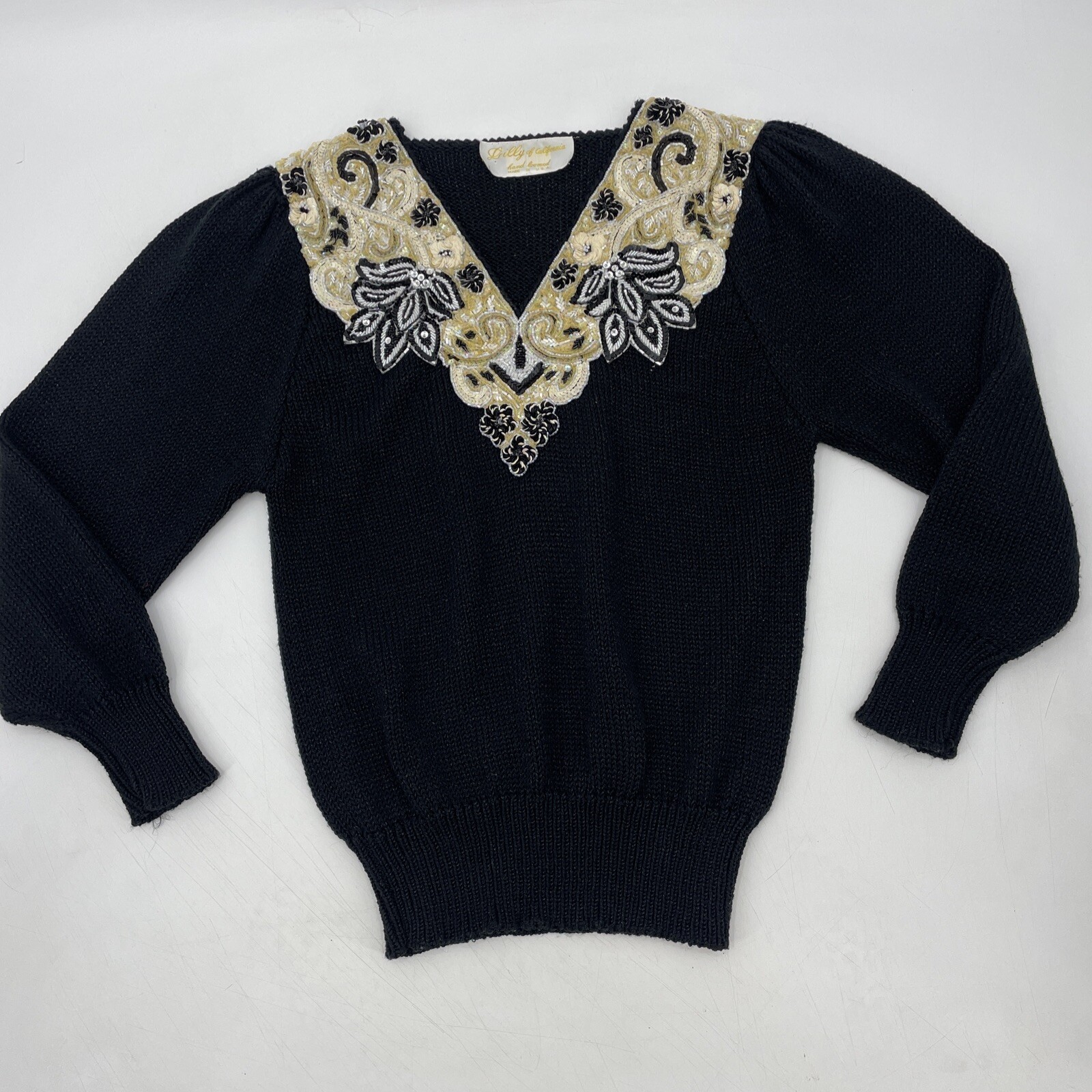 Vintage Lilly of California Sweater Totally 80’s Sequin High Fashion Black