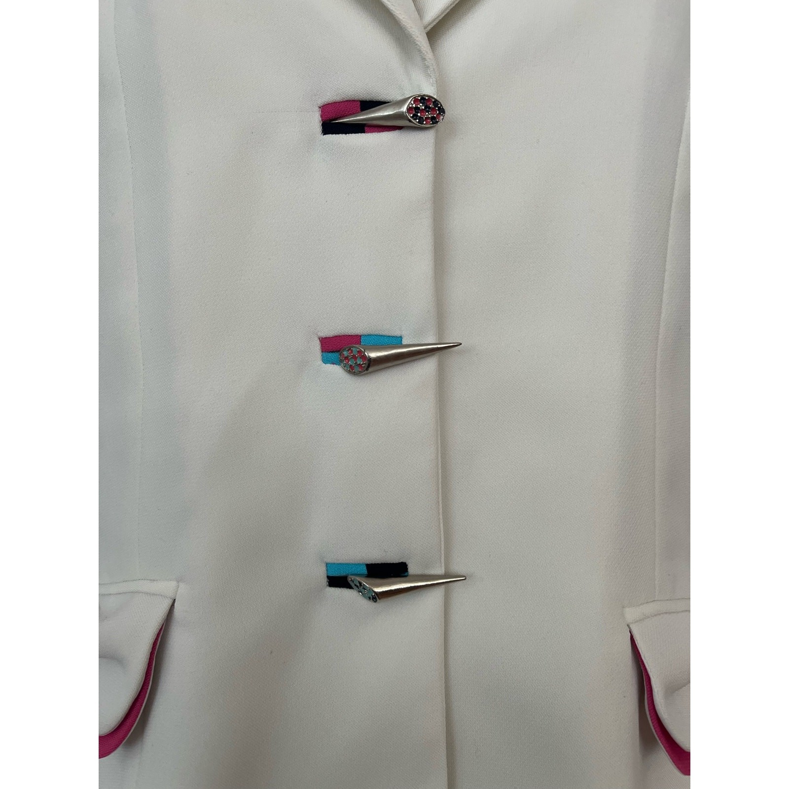 Vintage 80s Blazer colorful trim buttons Hana Class Made in Egypt 42 EU 6 US