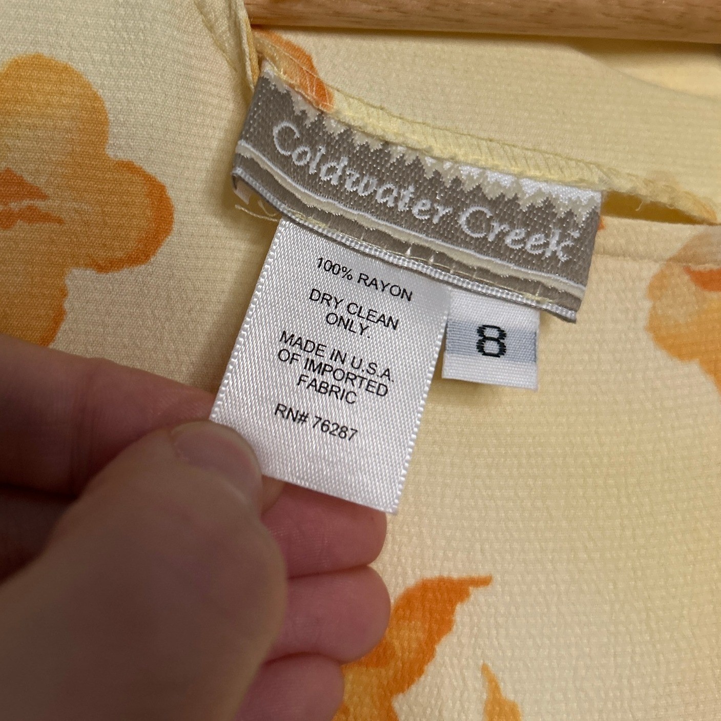 Vintage Coldwater Creek Butter Yellow Floral Midi Dress 8 Pockets Cottage USA