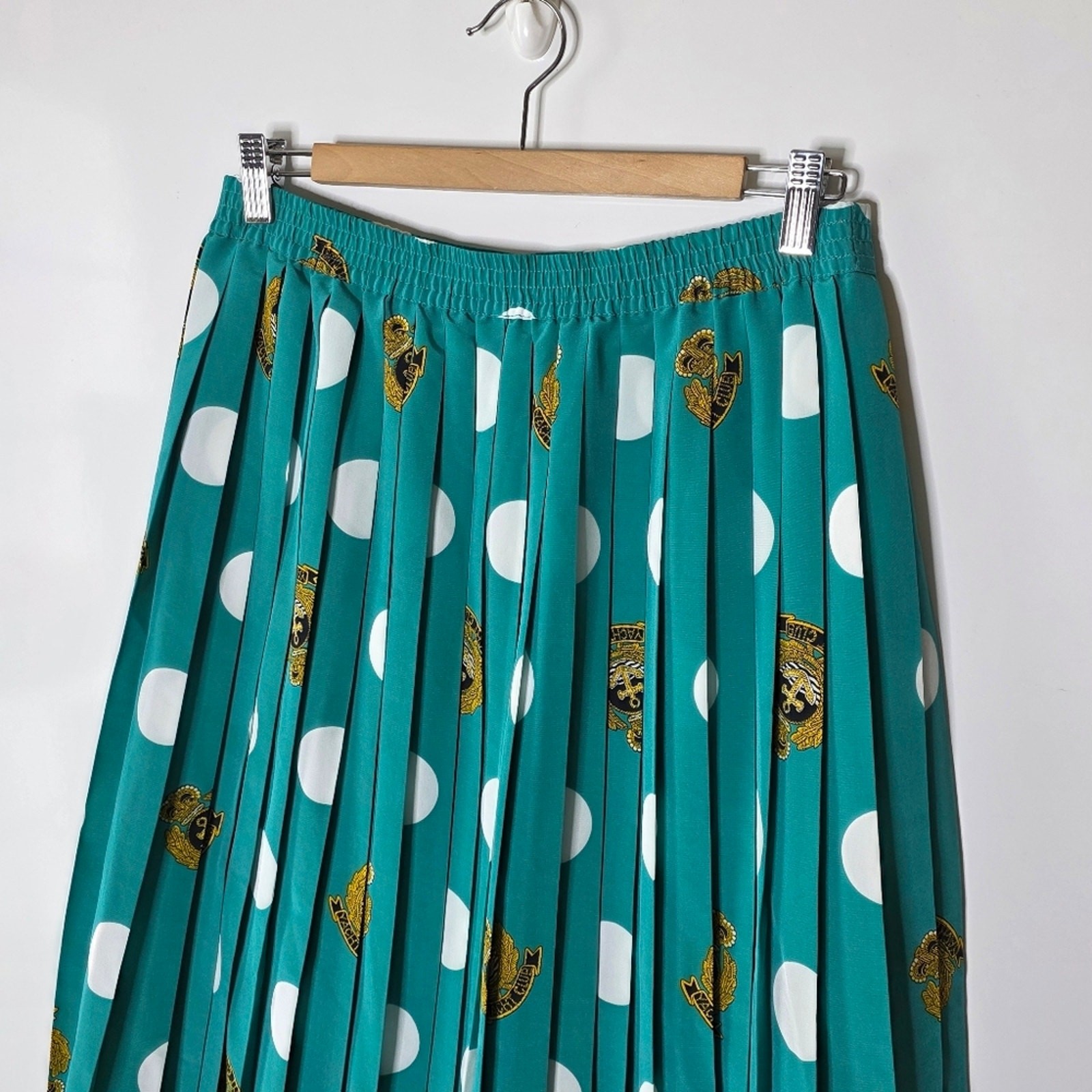 Vintage Sylbo Rocks Waist Lined Colorful yacht club crest pleated Skirt *Flawed