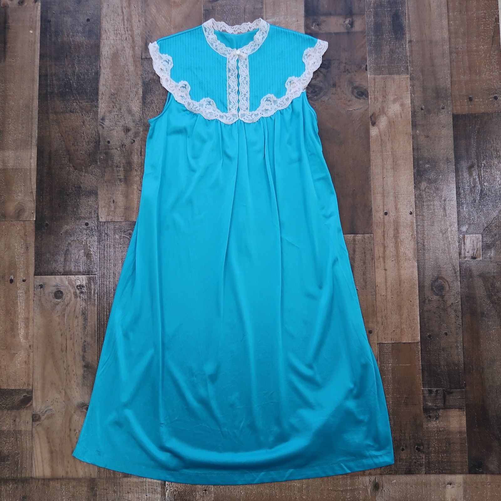 Vintage 1960s Teal Peacock Blue Womans Small Nightgown JcPenney Negligee