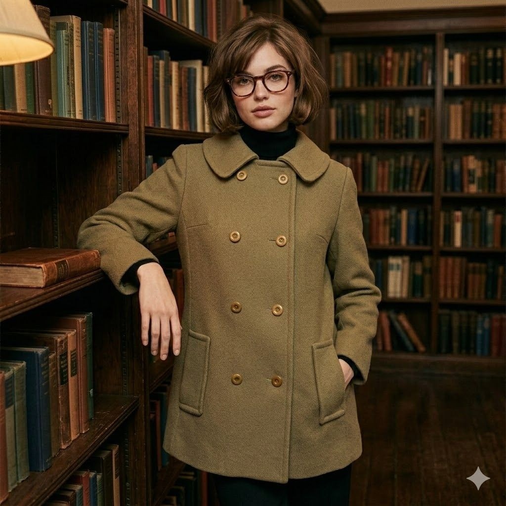 Vintage 60s Ransohoffs Wool Pea Coat Tan Khaki Double Breasted Jacket Medium