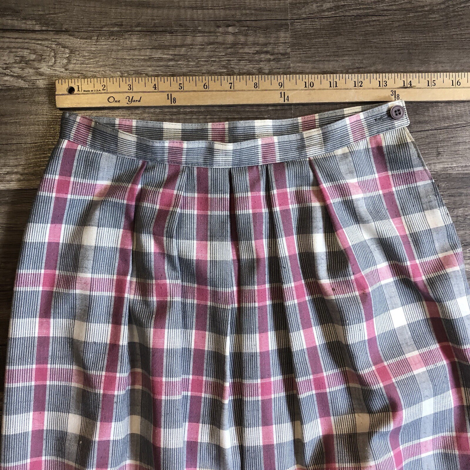 VTG Pendleton Country Sophisticates Skirt Womens S Pink Plaid Pleated Midi Silk