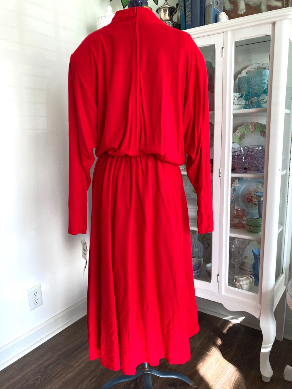 NOS Vintage 1980s SPEIGEL Red Jersey KNIT Dress Size 18 Bust 46