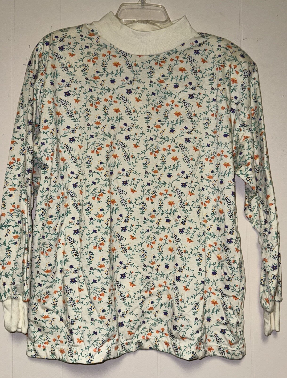 VTG Floral ALL OVER PRINT LONG SLEEVE TSHIRT Mock Neck Palm Springs Yacht Club L