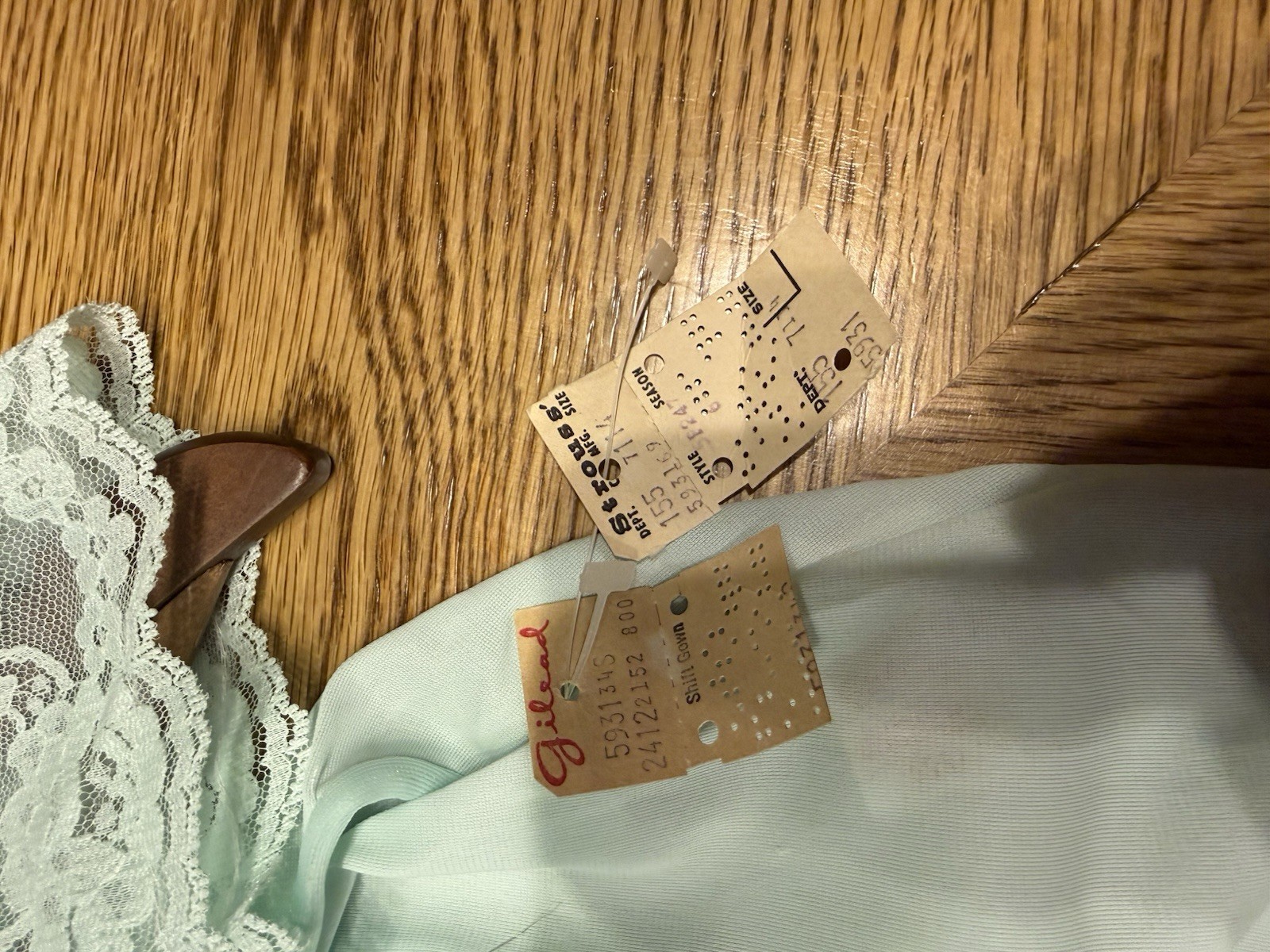 Vintage 70s Gilead Mint Green Lace Nightgown NOS Deadstock Original Tags.