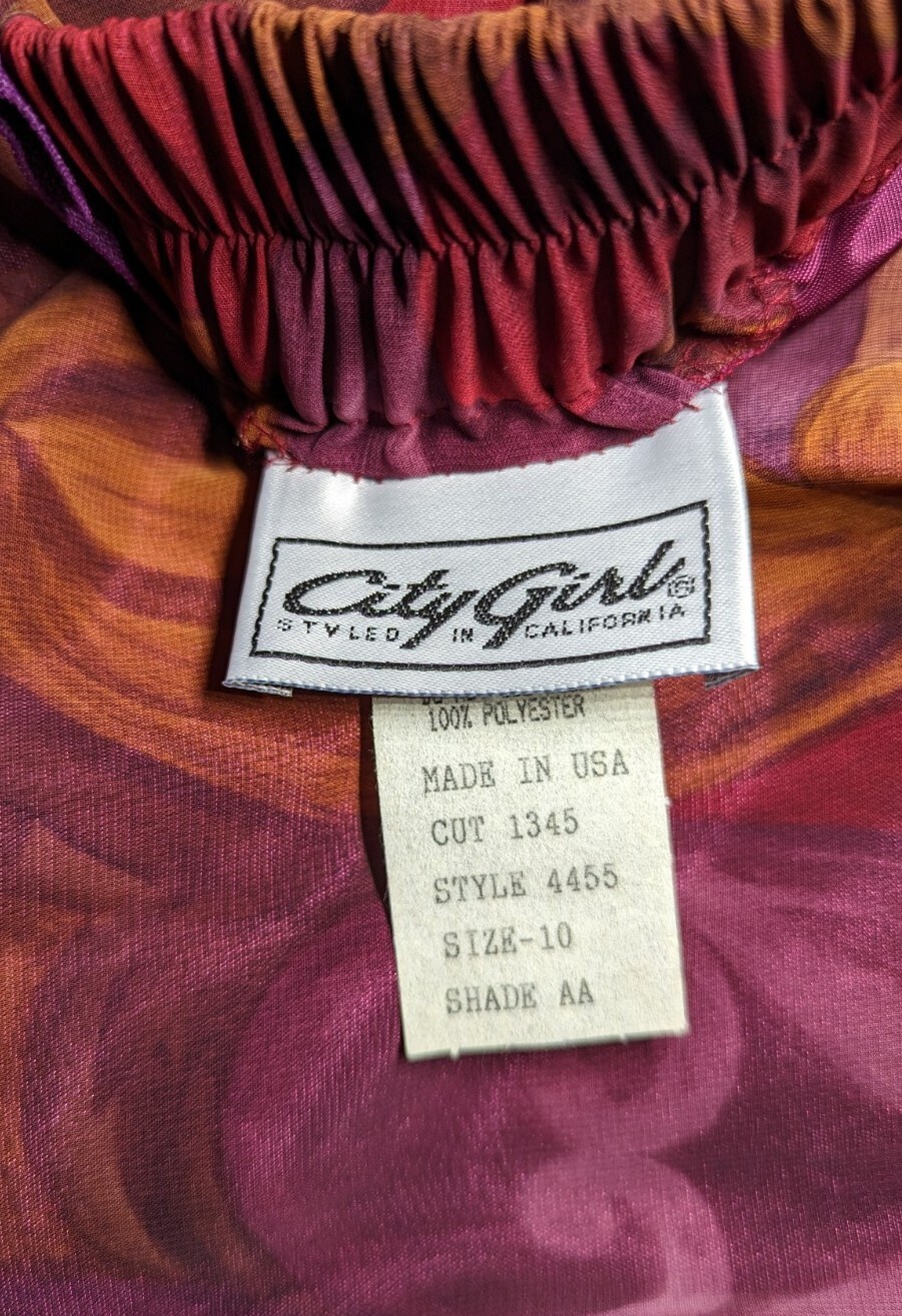CITY GIRL Skirt Blouse Set Womens Sz 10 PAISLEY Burgundy Purple GORGEOUS VTG