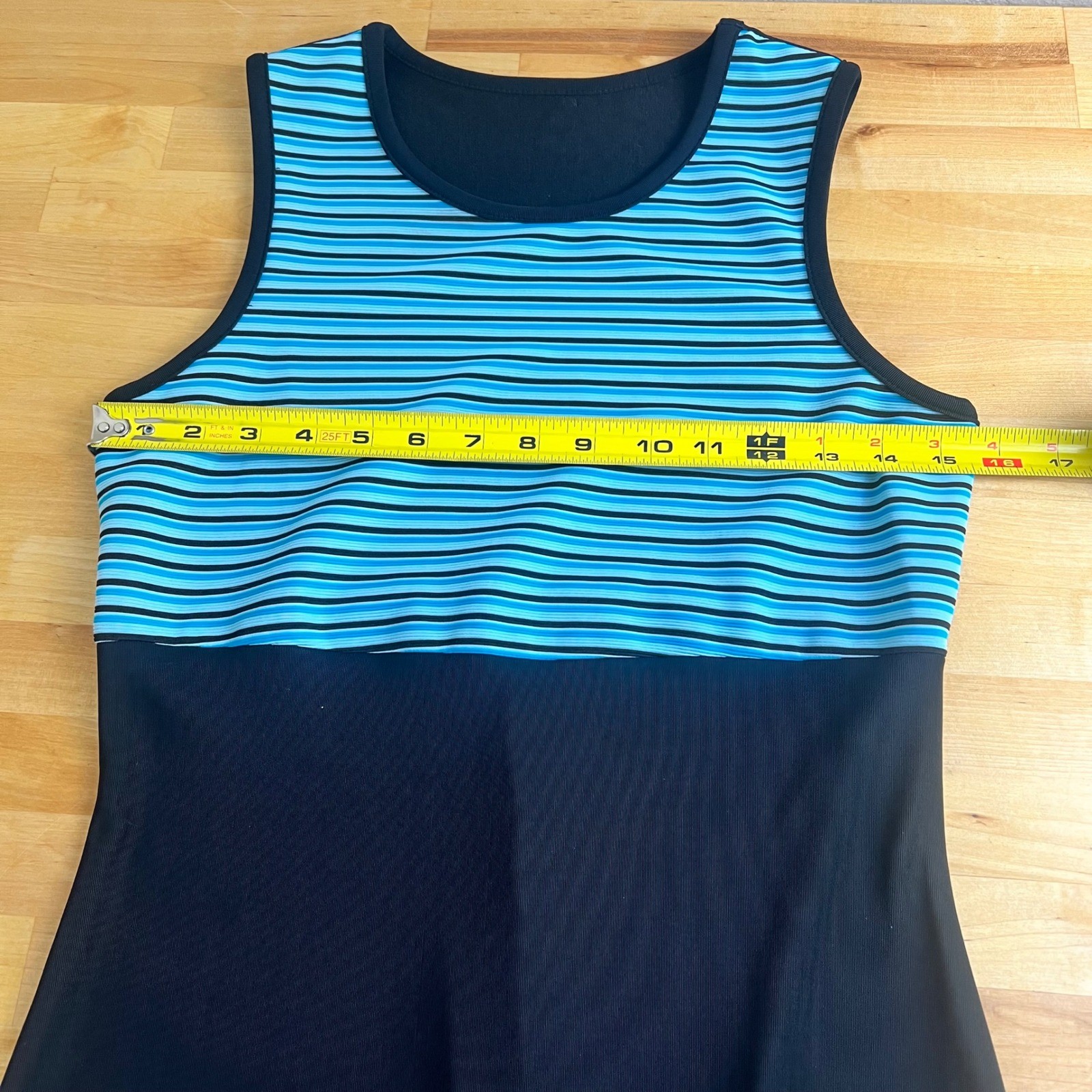 Byer Too California Vintage 90s Striped Sleeveless Dress Black Blue Small USA