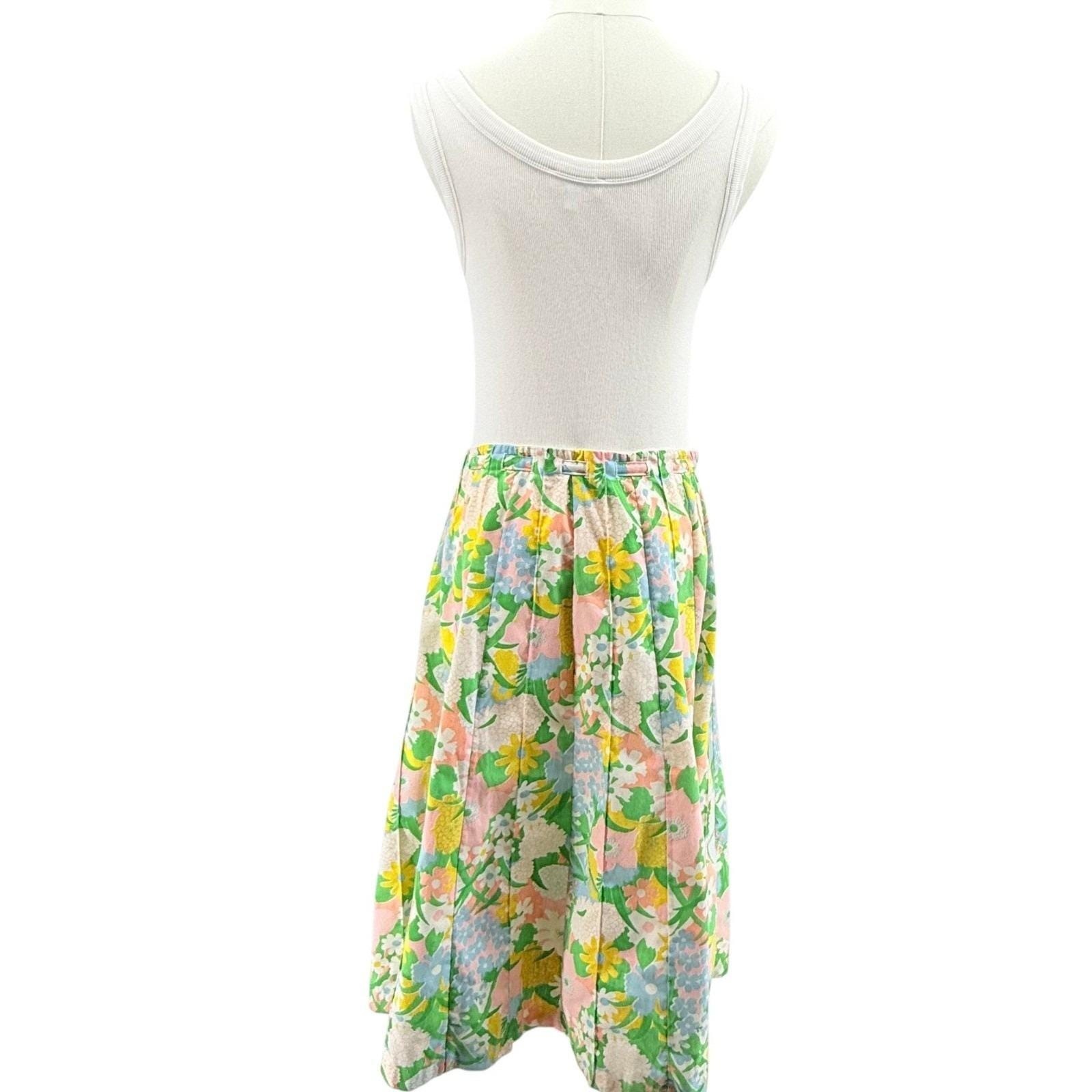 Vintage 70s 80s Mr Hank Womens Floral Midi Skirt Cottagecore Prairie Medium 30″