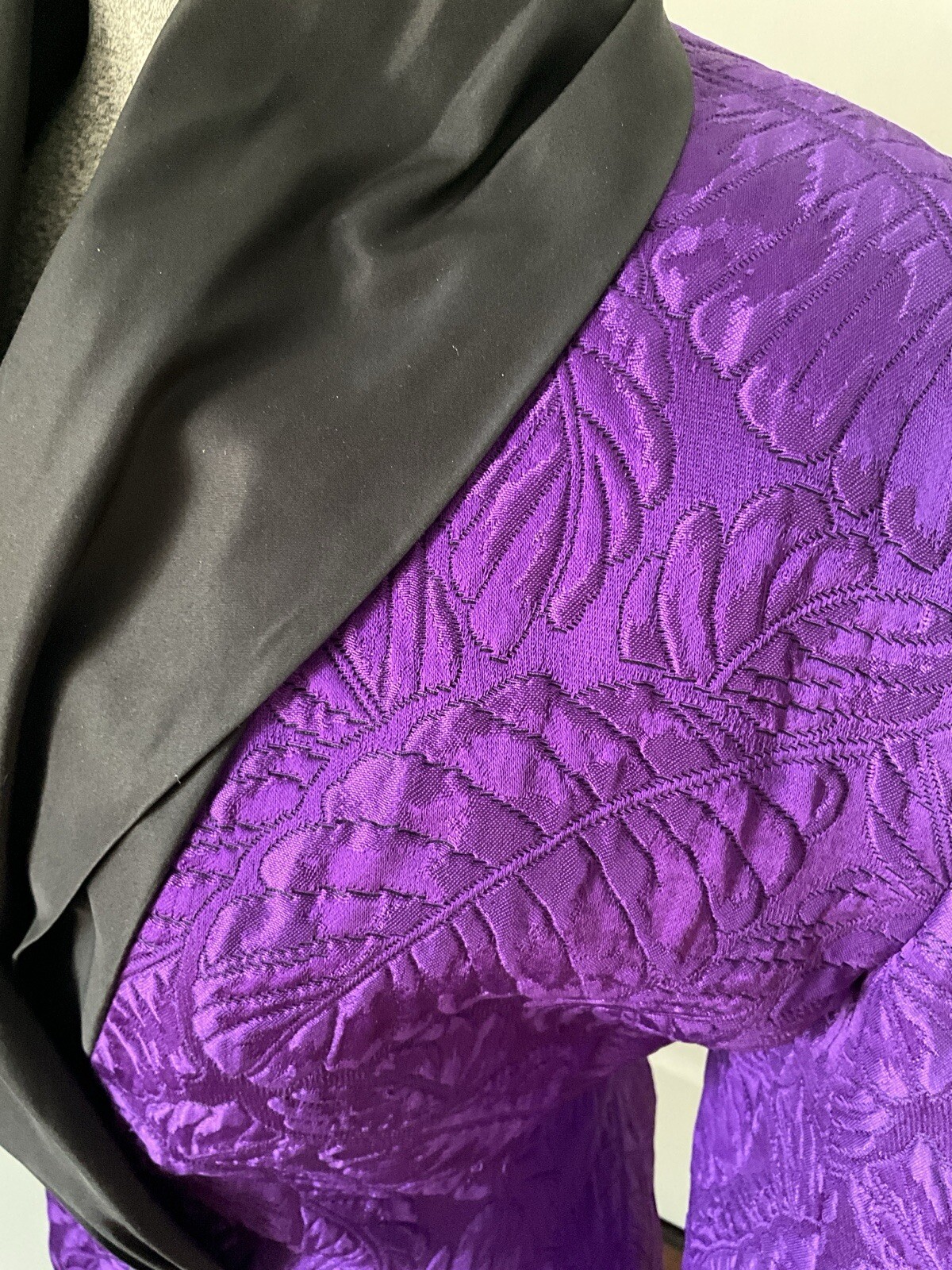 Vintage 1980’s Angelo Tarlazzi Purple Brocatelle Suit with Taffeta Shawl Collar