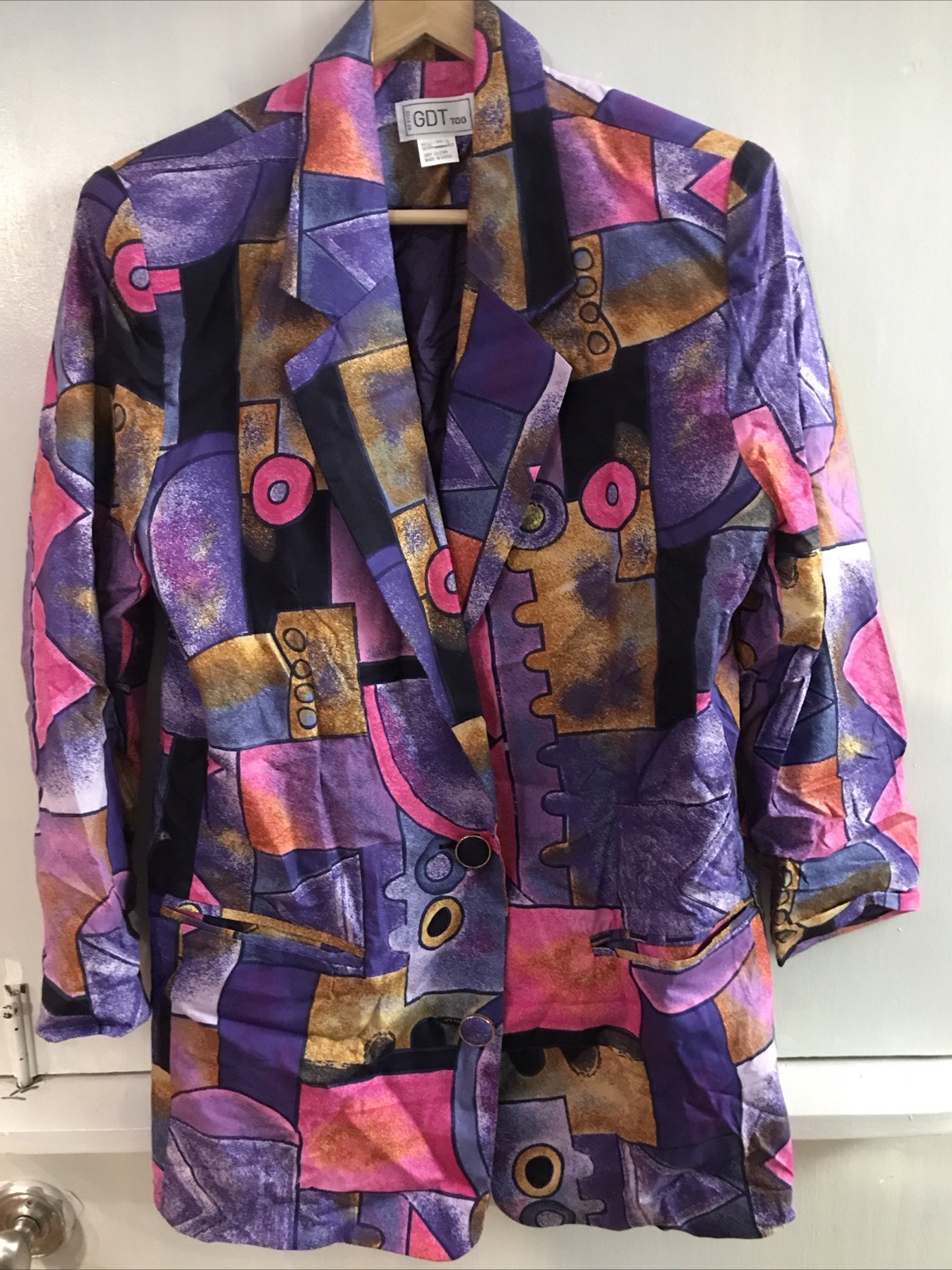 Vintage GDT Too Picasso Blazer Jacket Women’s Size S Art Abstract Color Block