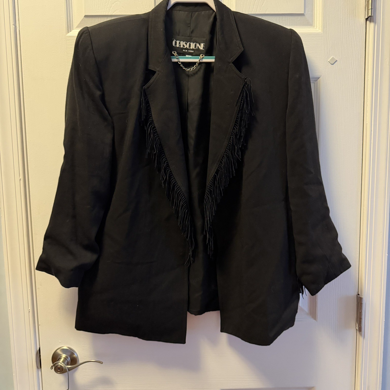 Vintage 80’s 90’s Criscione Jacket Black Western FRINGED-MEDIUM