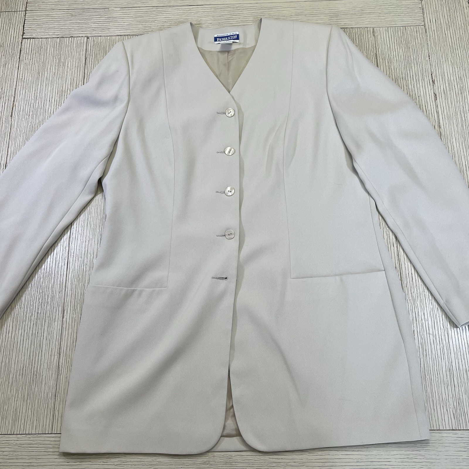 Vintage Pendleton Blazer Women’s 12 Tall Beige 80s 90s Made In Hong Kong