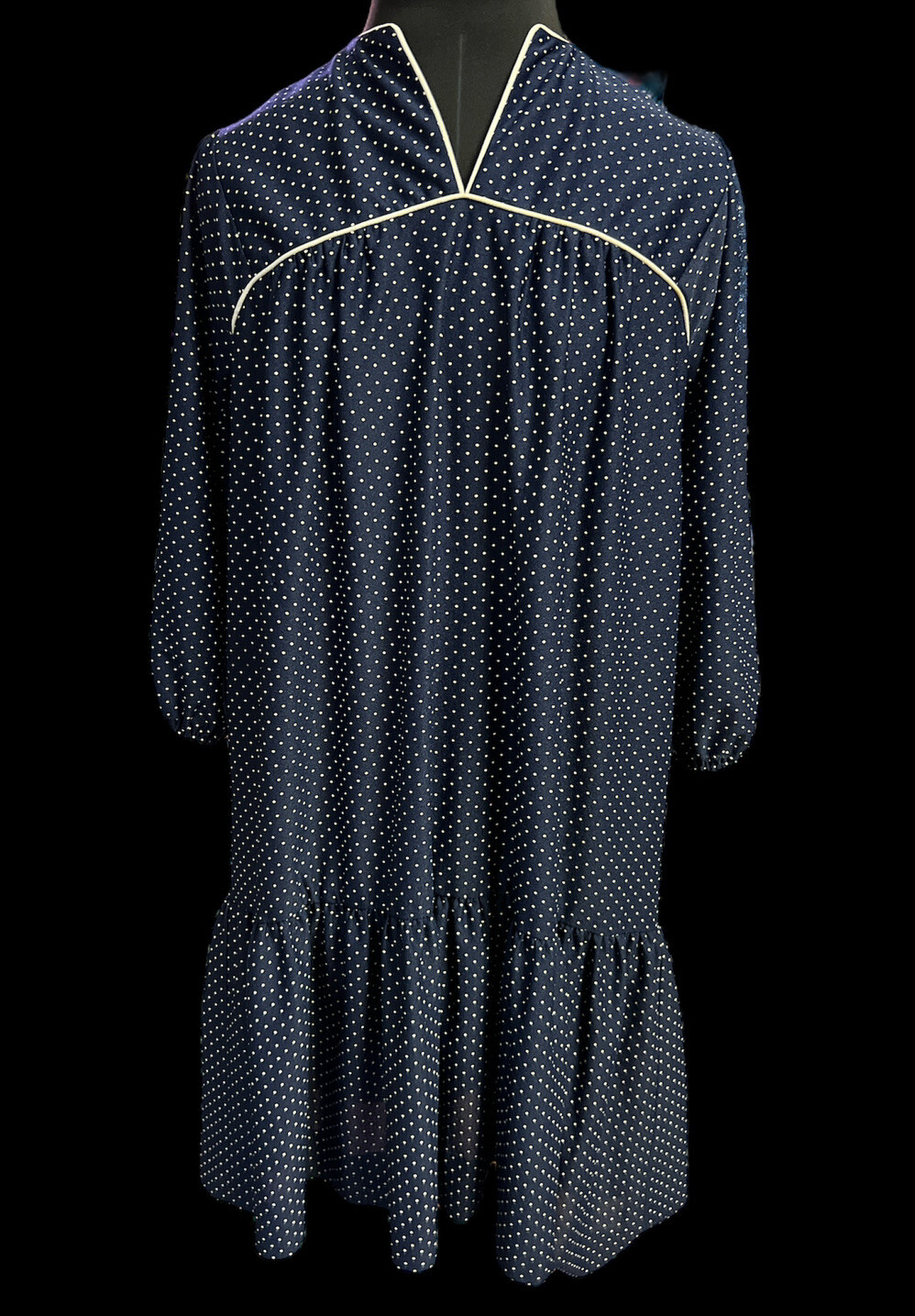 Vintage 70’s 80’s Lorac Original Women’s LG Dress Midi Long Polka Dot Polyester