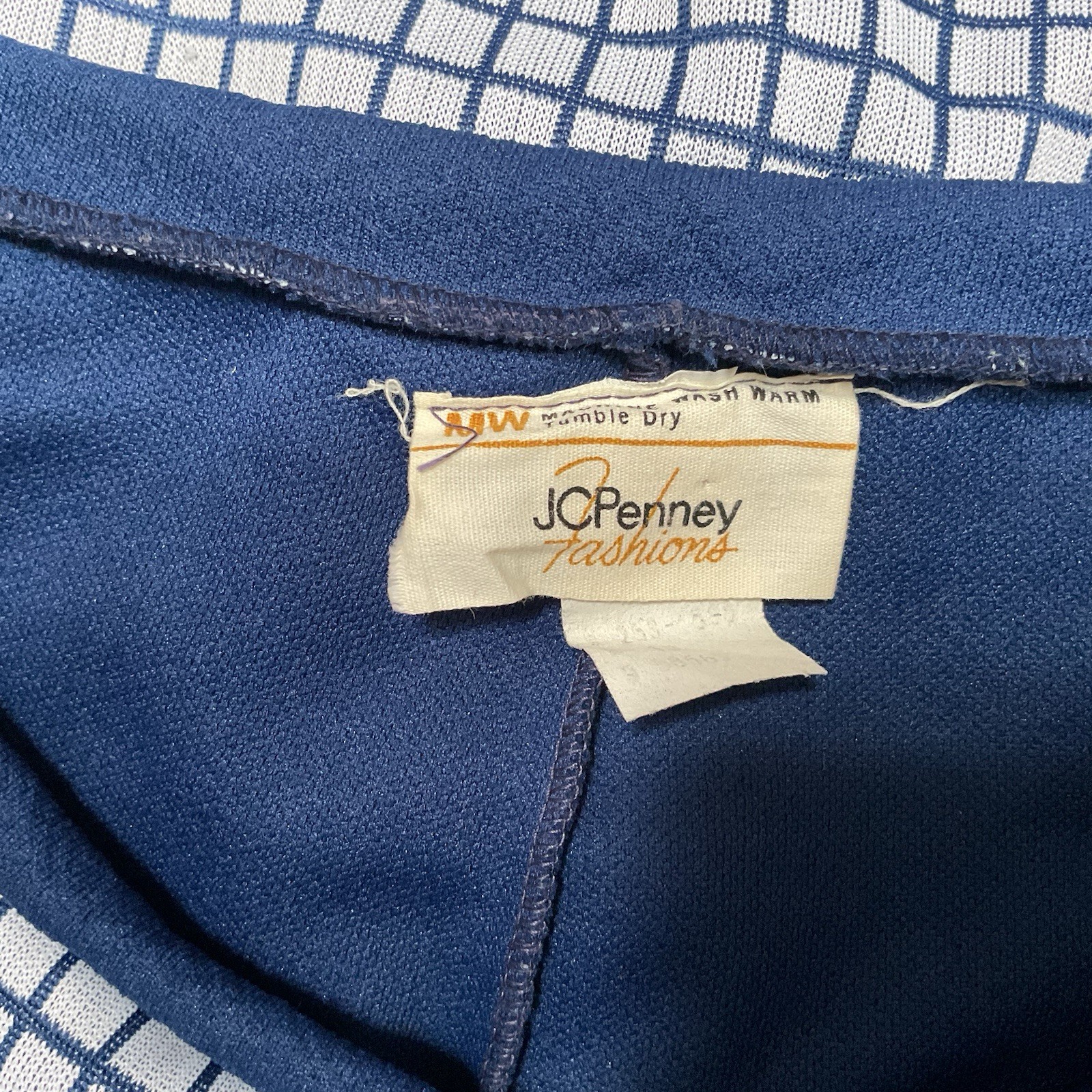 Vintage JC Penney Fashions Skort Blue Polyester Windowpane Skirt Tennis Shorts