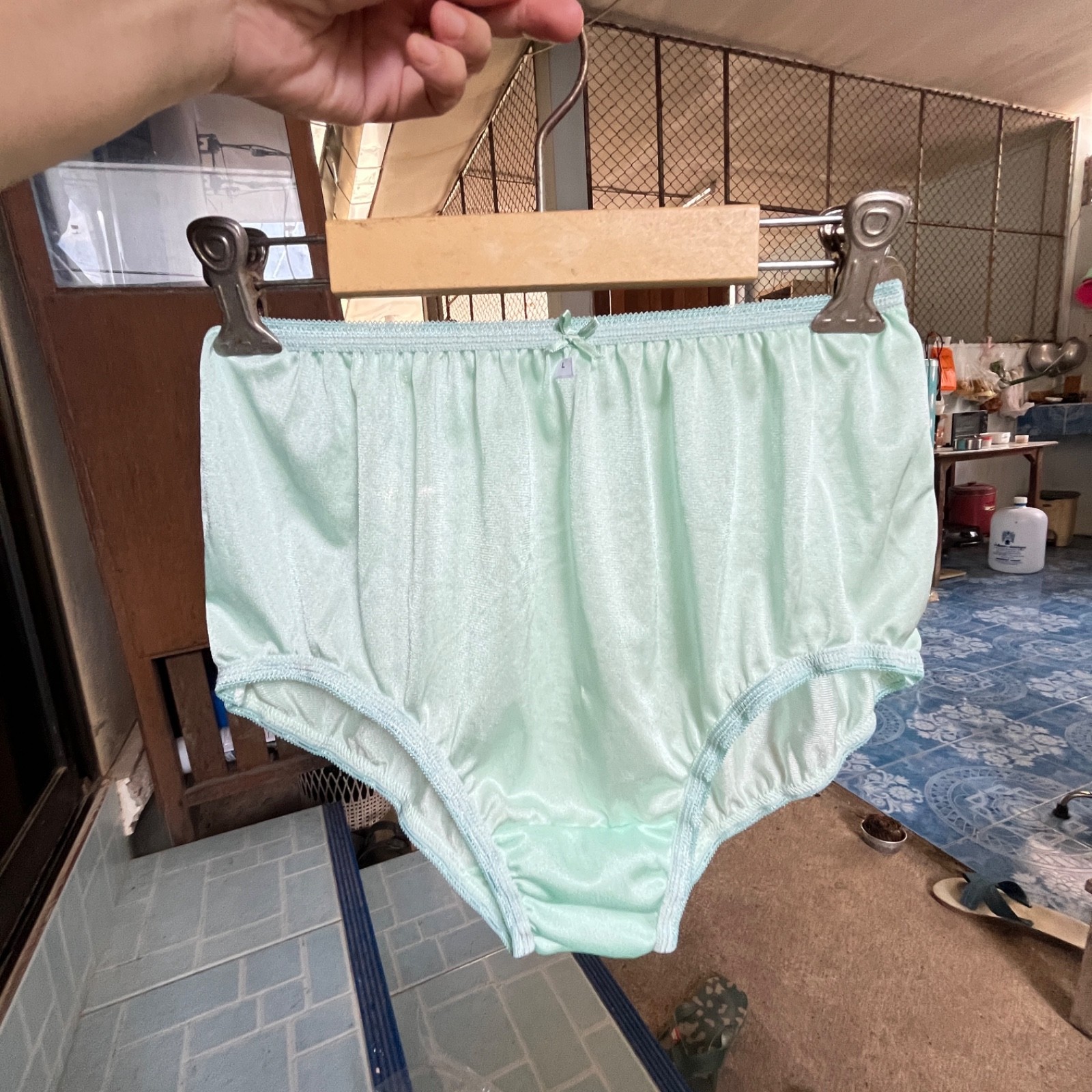 Comfortable Vintage Panties Nylon Feminine Classic Briefs Silk Retro Green VTG