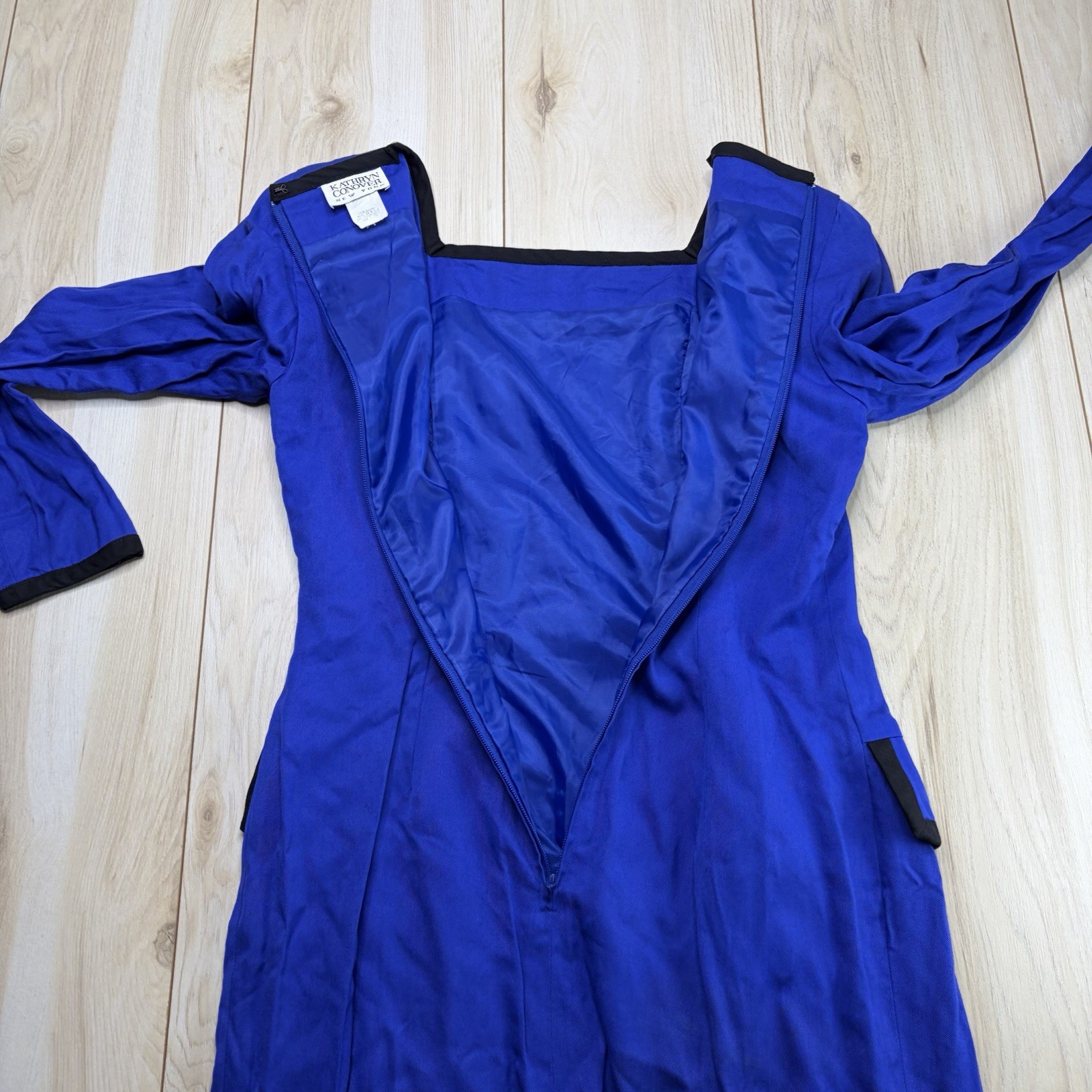 Kathryn Conover Double Breasted Dress Sz 4 Royal Blue Long Sleeve VINTAGE