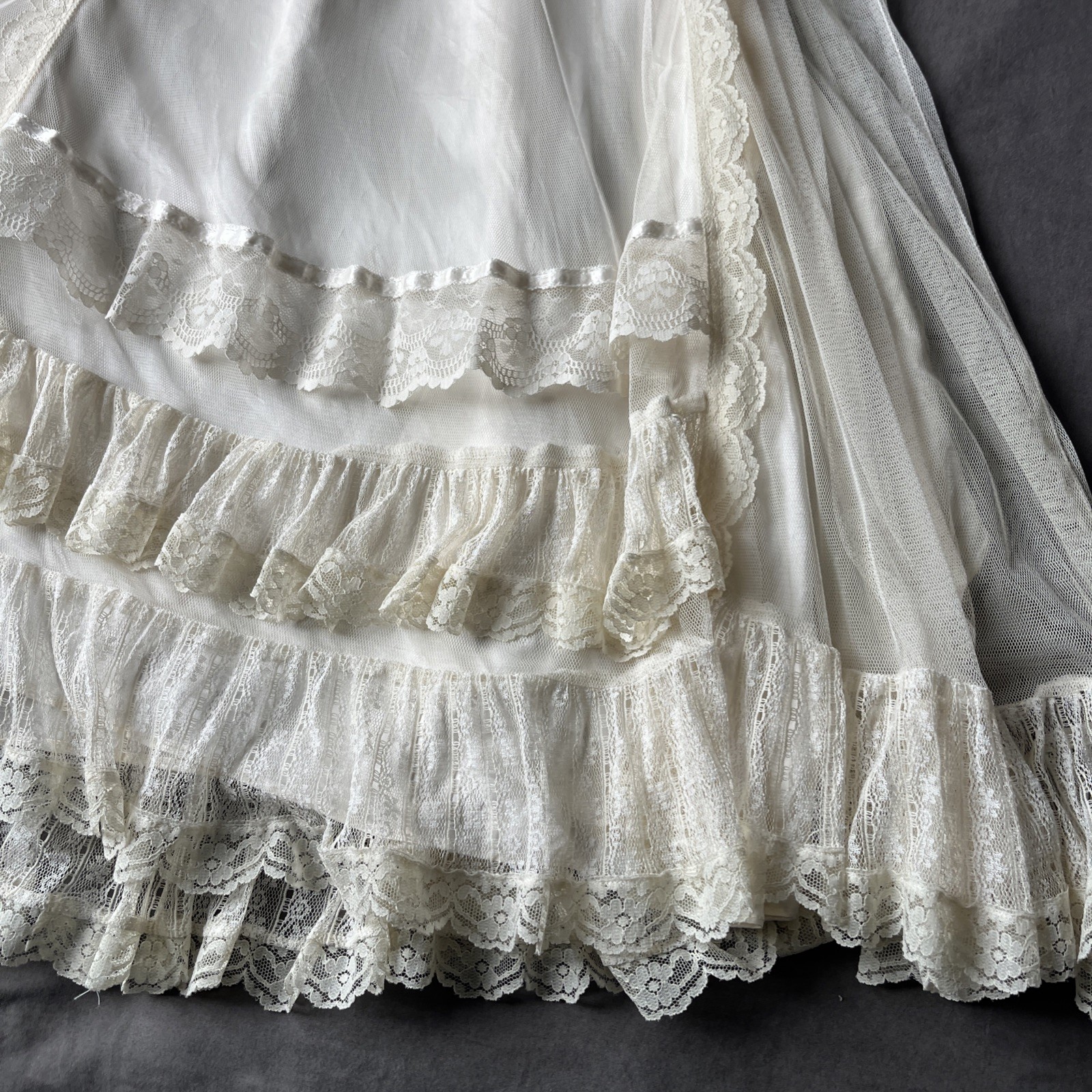 Gunne Sax 70’s Victorian Prairie Bridal Dress Crème Lace Romance Lined Rare Find