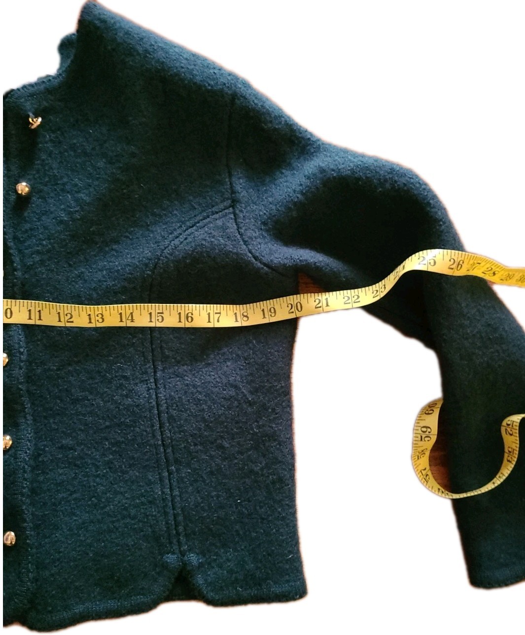 Vintage 40s 50s Boiled Wool Green Womens Jacket Blazer Gold Buttons Size L