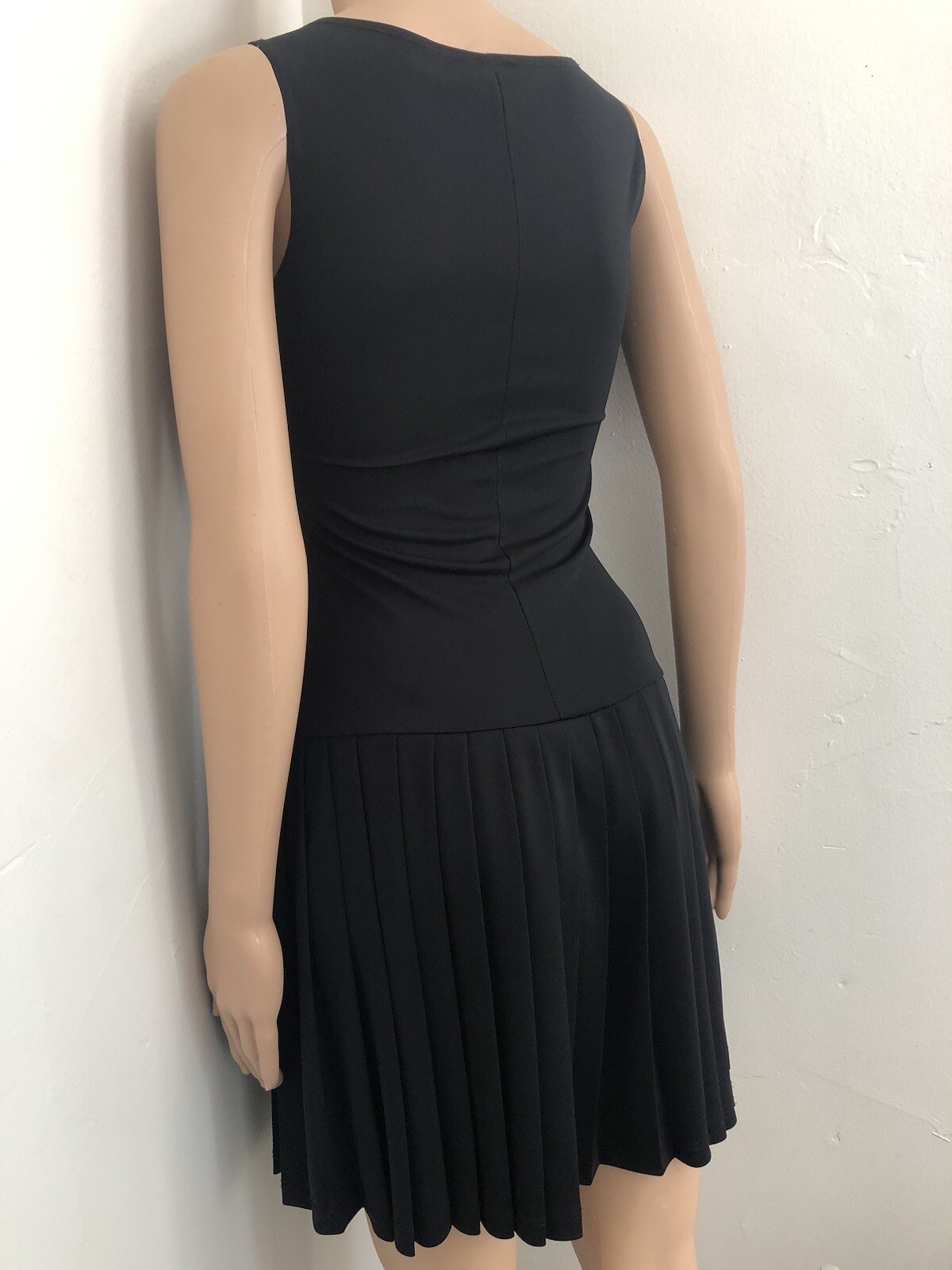 Vintage Taboo Crossover Black Lbd Y2k Drop Waist Pleated Skirt Dress