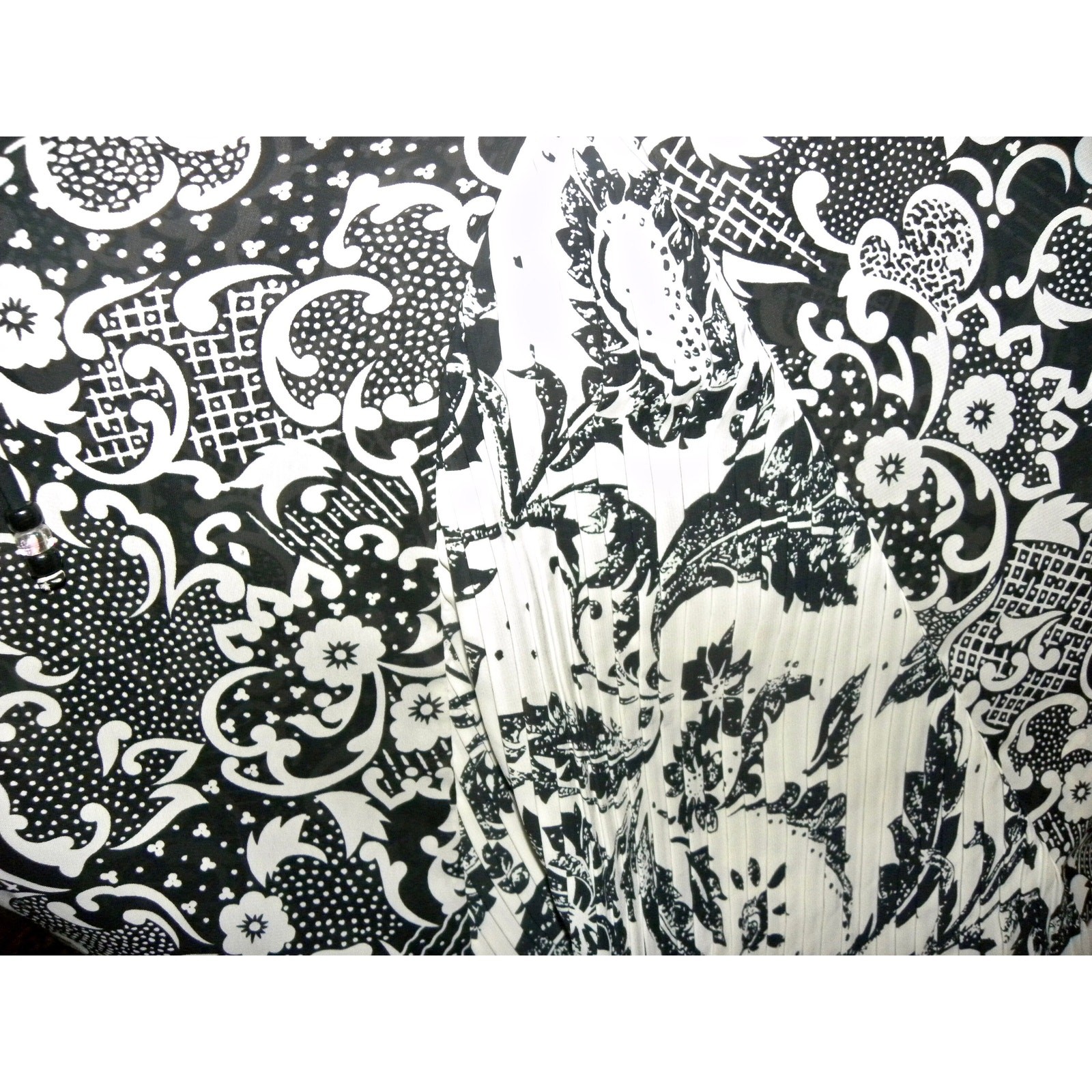 Vintage Susan Freis Black White Graphic Georgette Dress | M/L