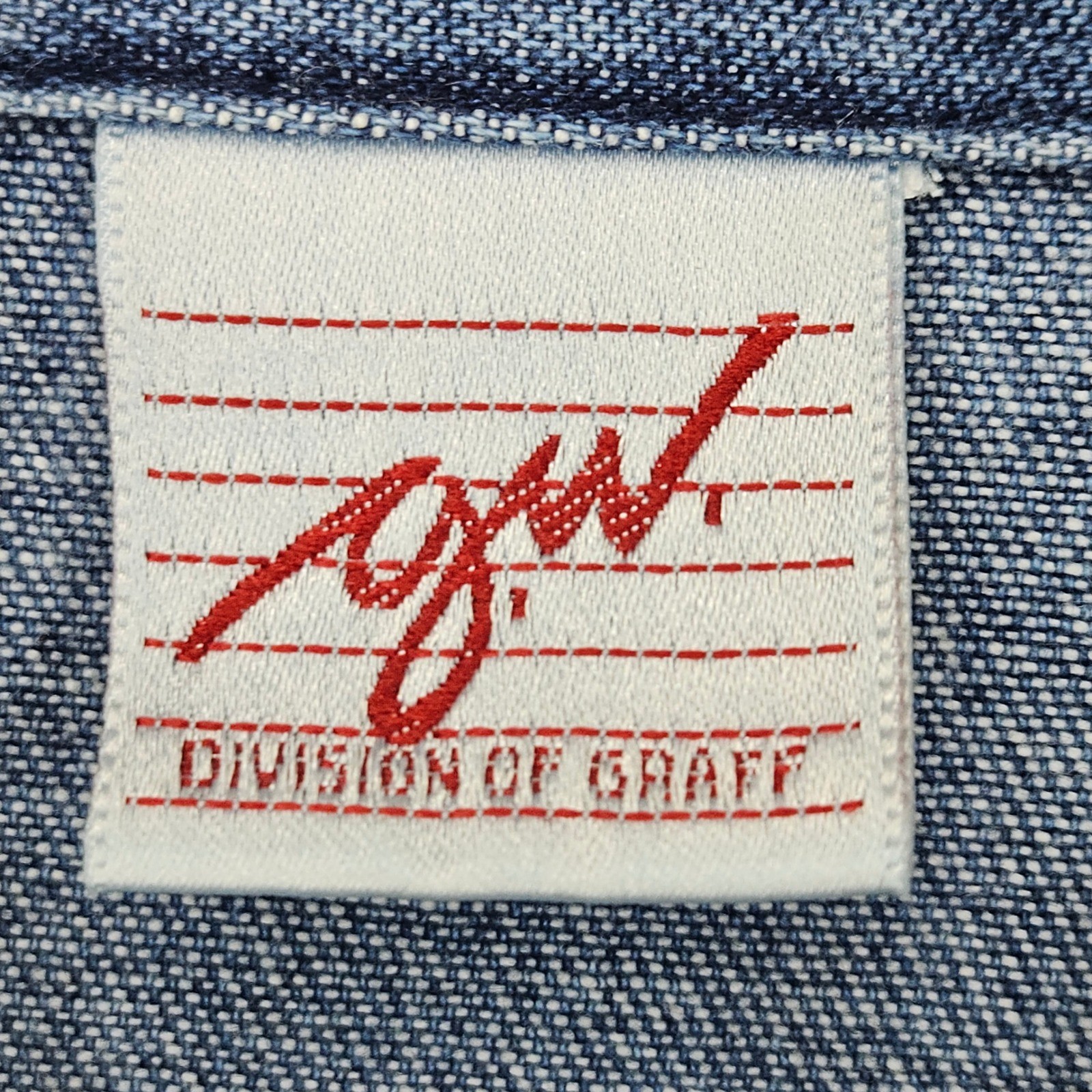 GW Graff Denim Jacket Women’s Blue Vintage Embroidered Snap Front 3/4 Sleeves