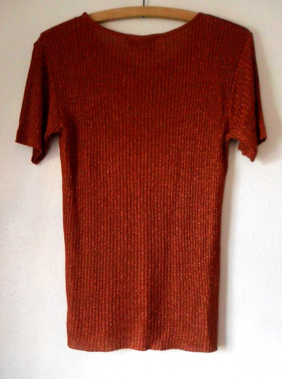 Vintage 90’s CAROLL Paris Metallic Rust Color TOP Short Sleeves, Size 2 or Large