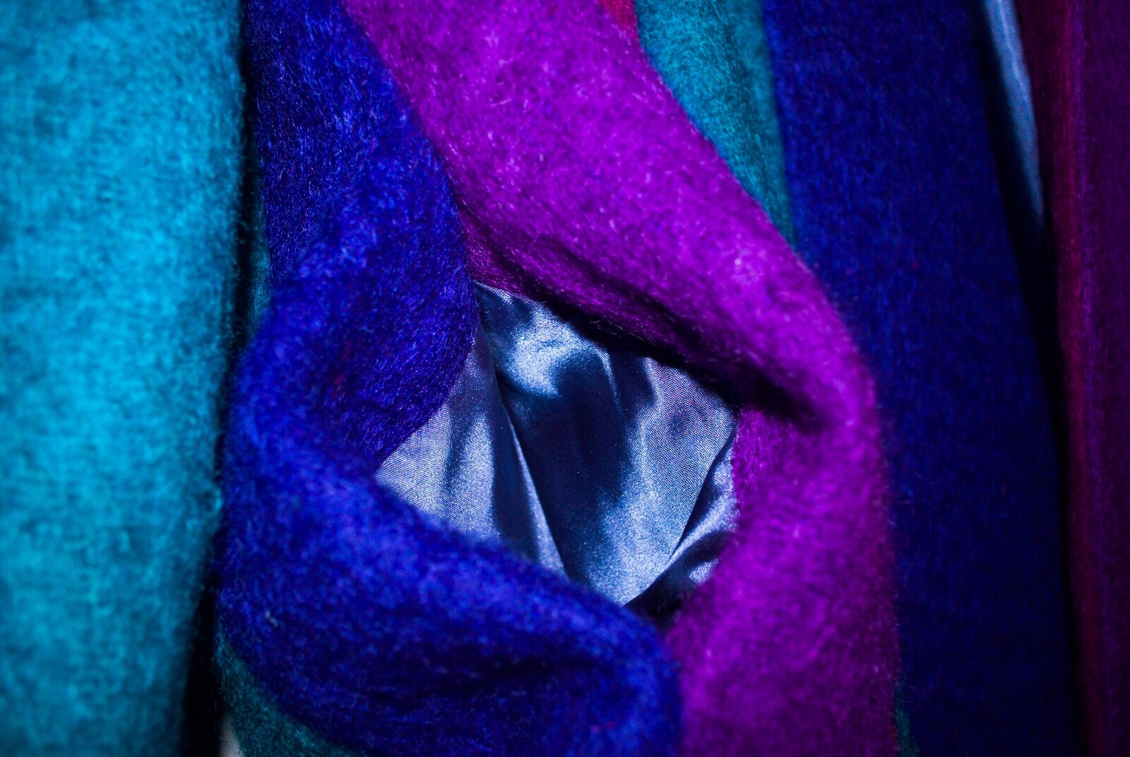 Dolores’ Unique Designs Mohair Striped, Non-closure Swing Coat. Made in Texas.