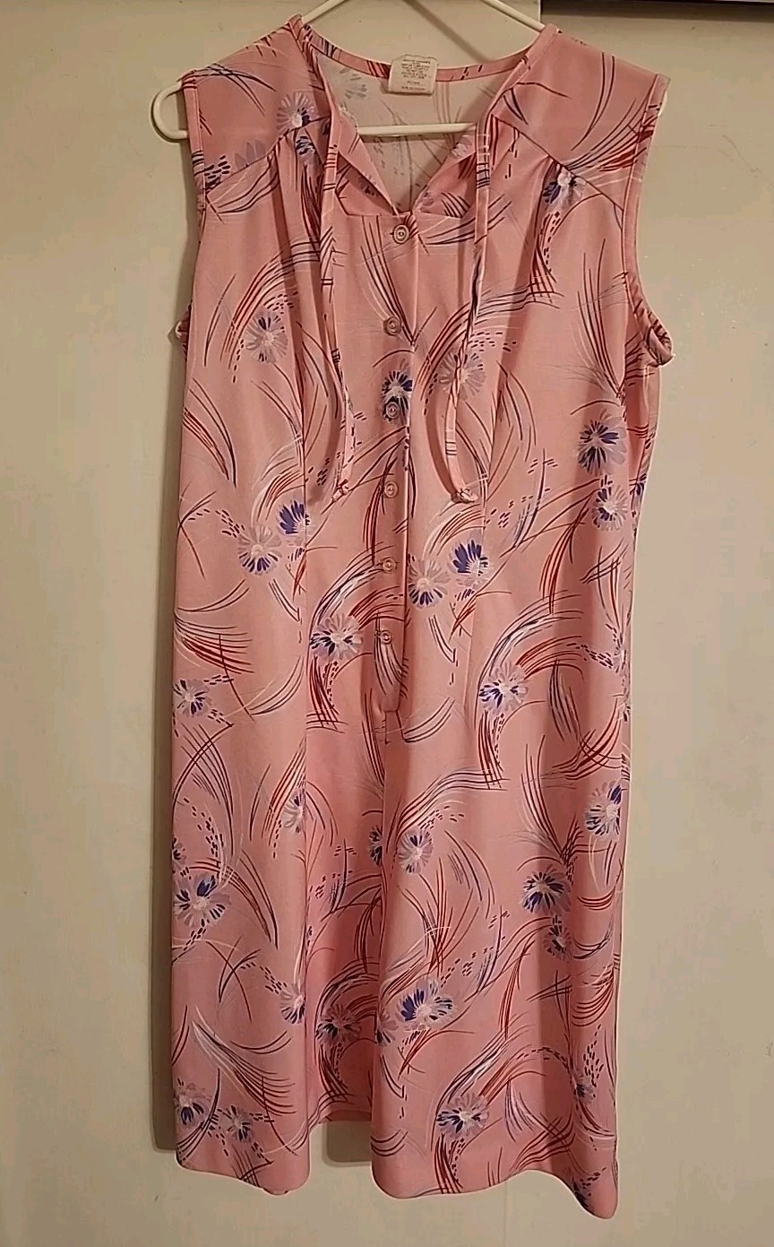 Vintage 70s80s Sleeveless Day Dress Casual Sz 20½ Pink
