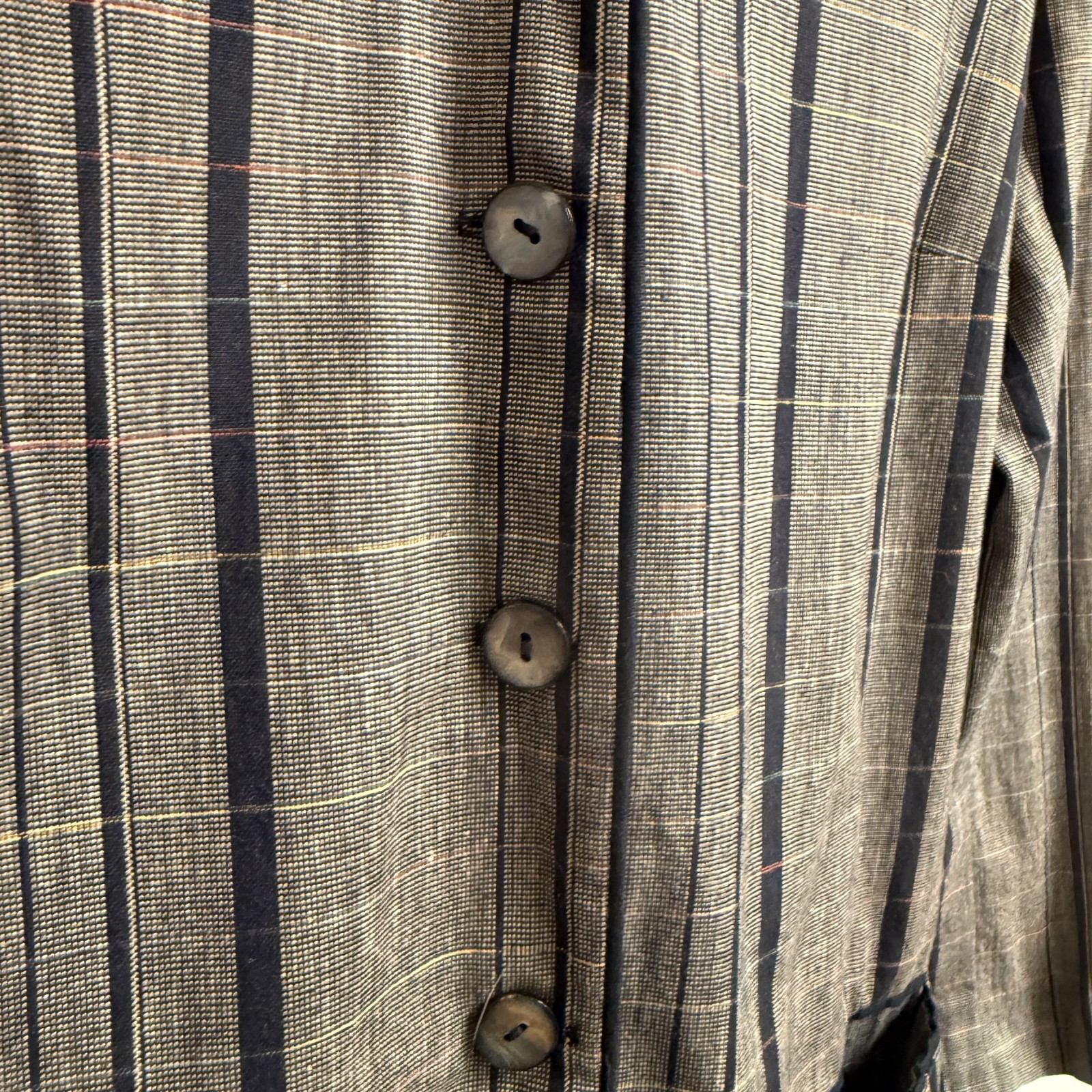 Vintage 80s Di Nuovo Gray Pinstripe Shirtdress Jacket S/M