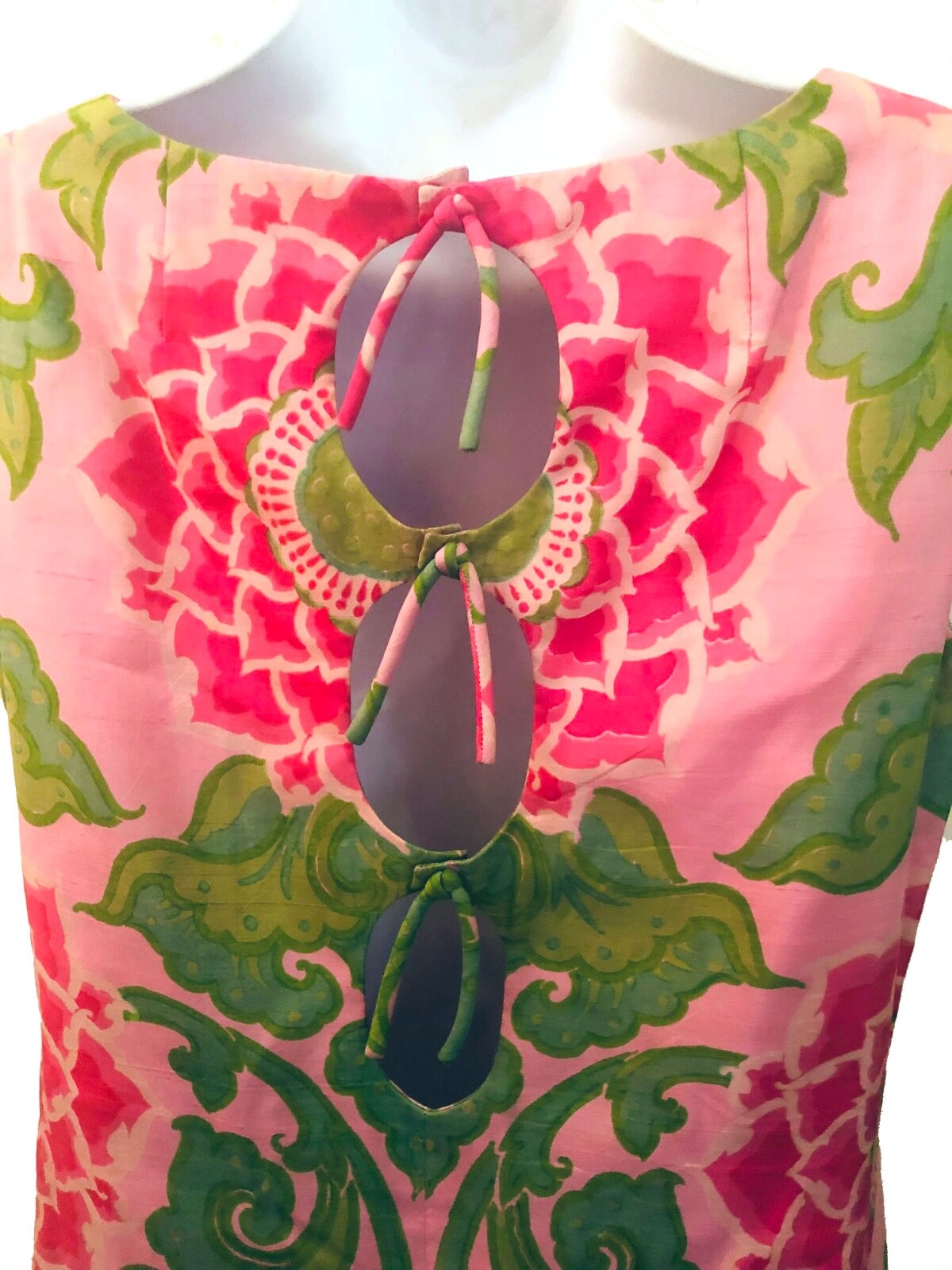 H. Shibuya Couture Yokohama VTG Japanese Silk Floral Sleeveless shift dress M