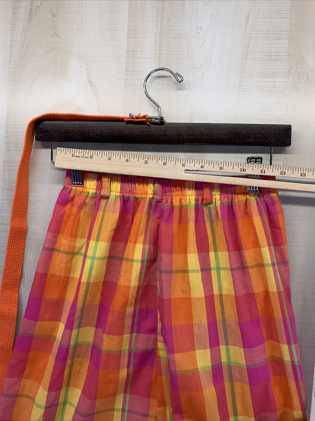 Vintage New Attitude Petites USA Womens Bright Plaid Belted Skirt-7035