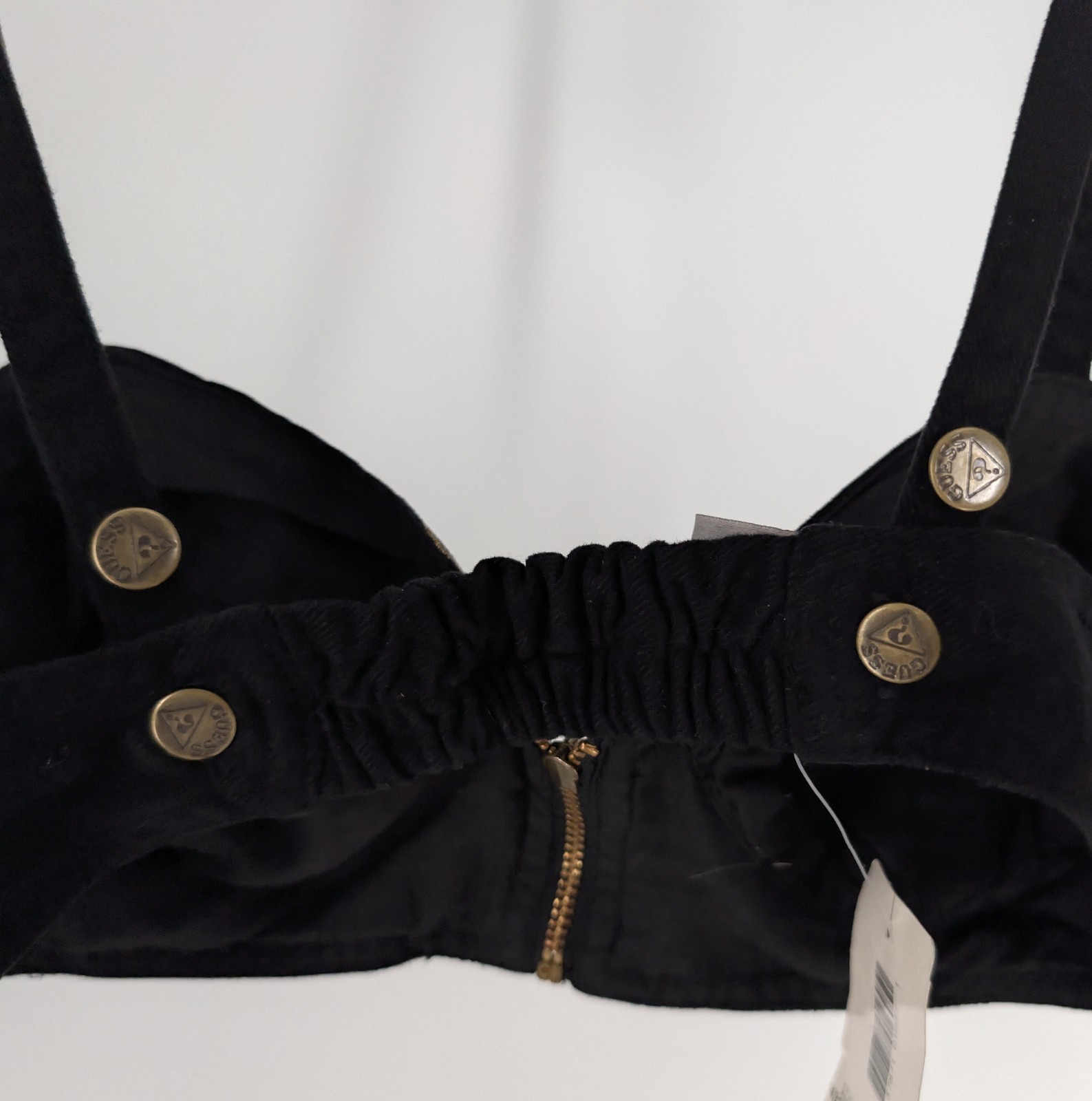 Vintage 80s Guess Georges Marciano Black Denim Embroidered Bustier Top NWT M USA
