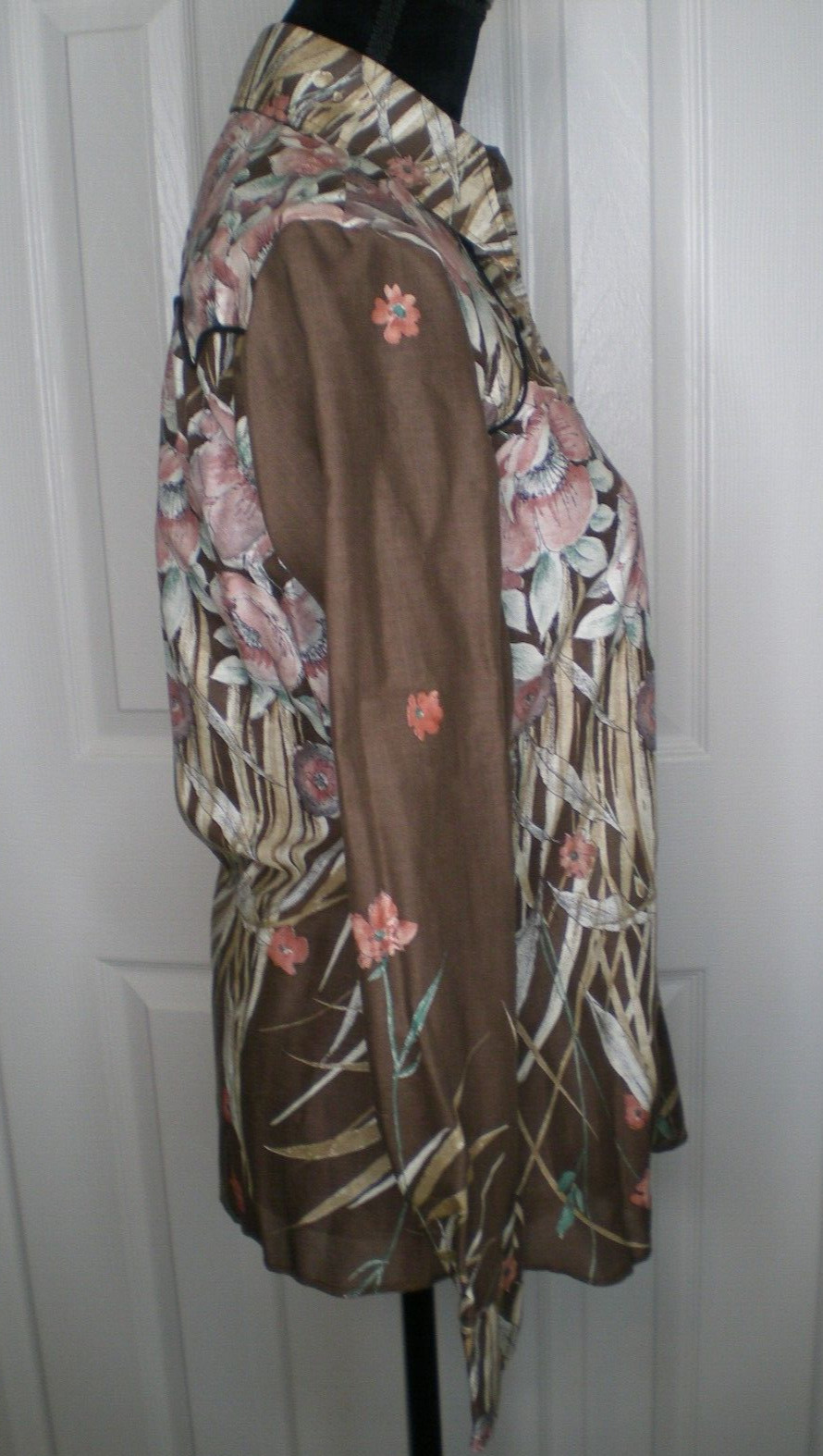 NOS USA Made Tem Tex Western Women’s Long Sleeve Rockabilly Floral Snap Shirt 14