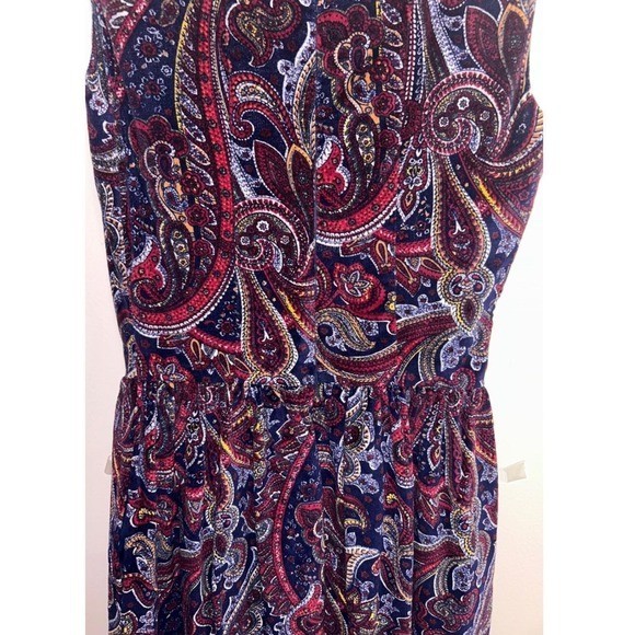 Vintage Bohemian Paisley Tapestry Maxi Dress Small Sleeveless 70s Aesthetic Red