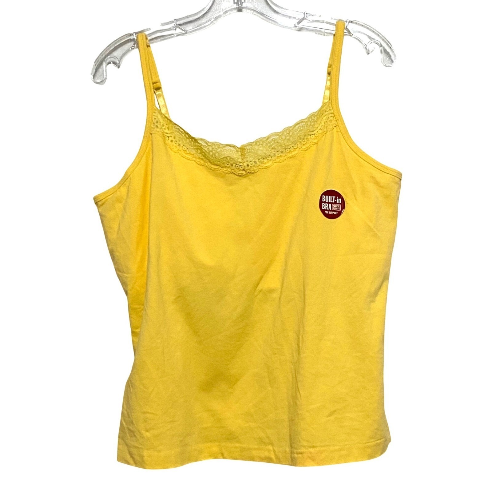 Vtg Y2K Womens Babydoll Lace Bra Tank Top 18W 20W Sunny Yellow Coquette Grunge