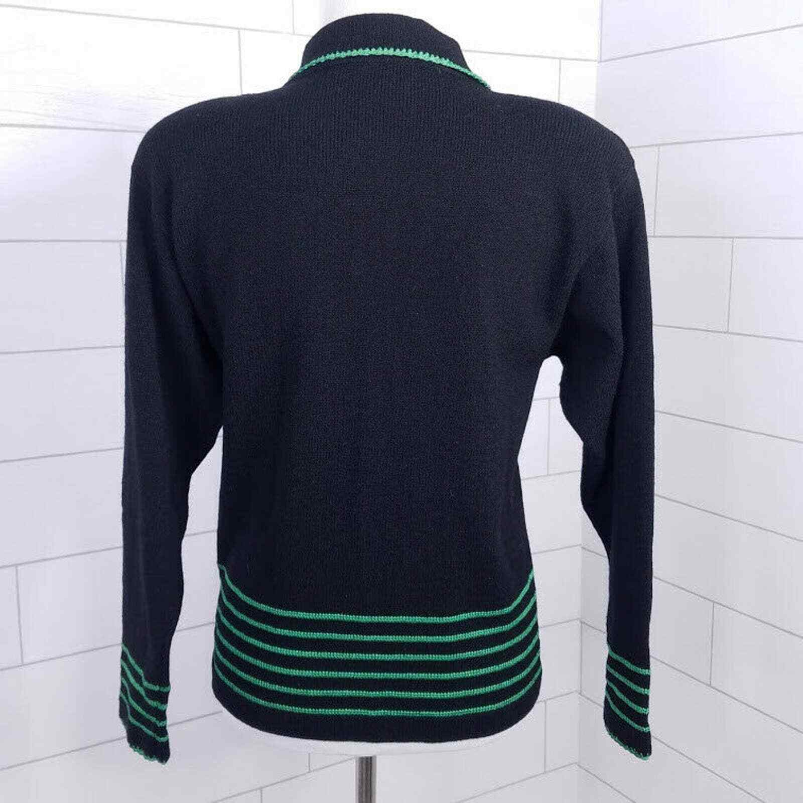 Helen Hsu Cardigan Sweater Santana Knit Black Green XS Vintage 90s Gold Buttons