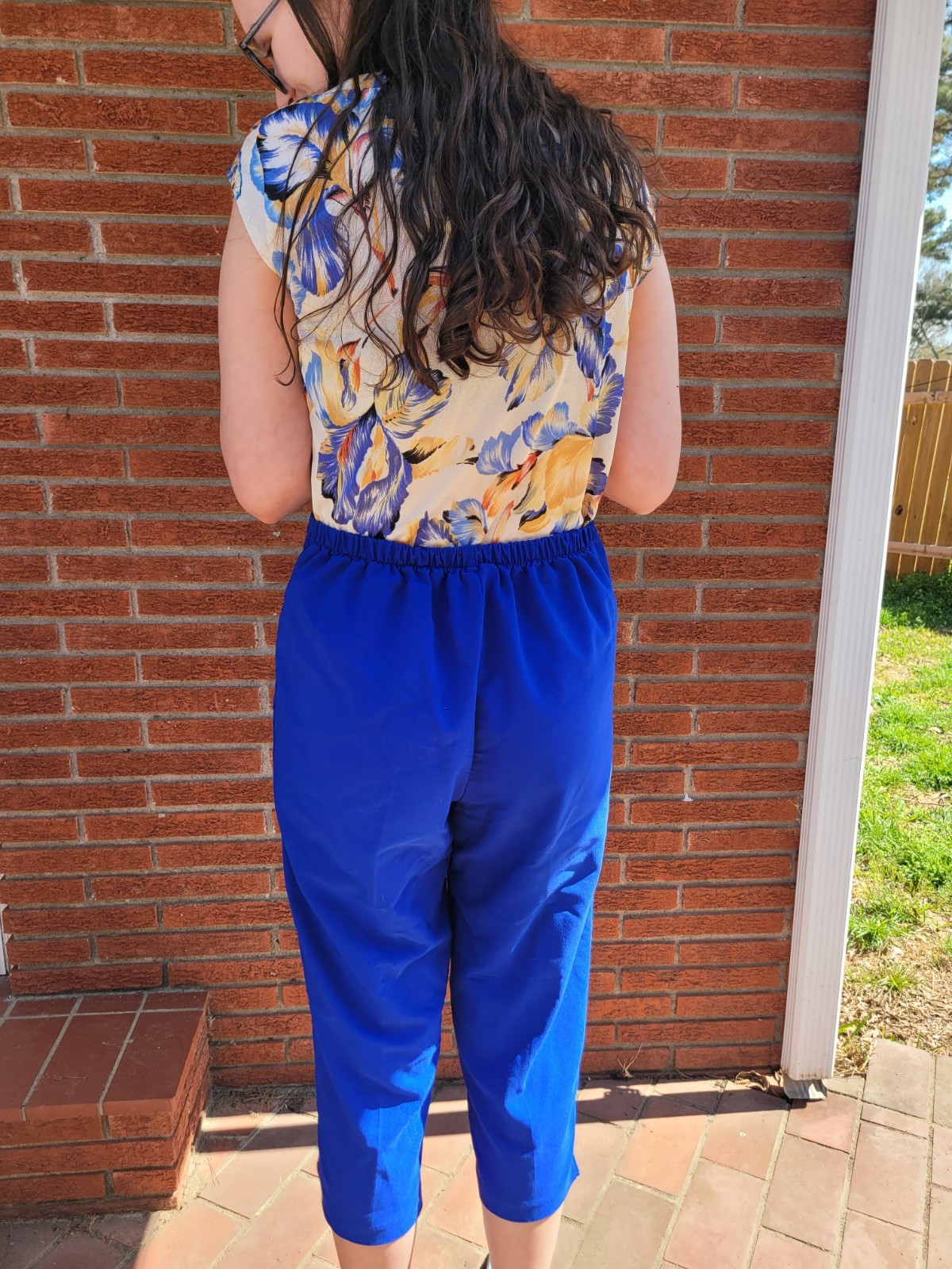 Vintage 80s 90s UNITS Modular Clothing Electric Blue Capri Pants Size Med/Large