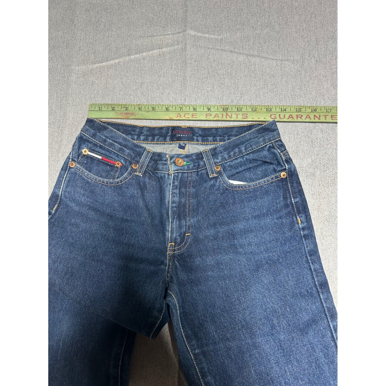 Tommy Jeans Denim Pants Women 5/32 Blue Boot Leg Dark Wash Vintage