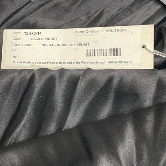 NWT Worth Black and Gray One-Shoulder Silk-Blend Velvet Dress Size 14