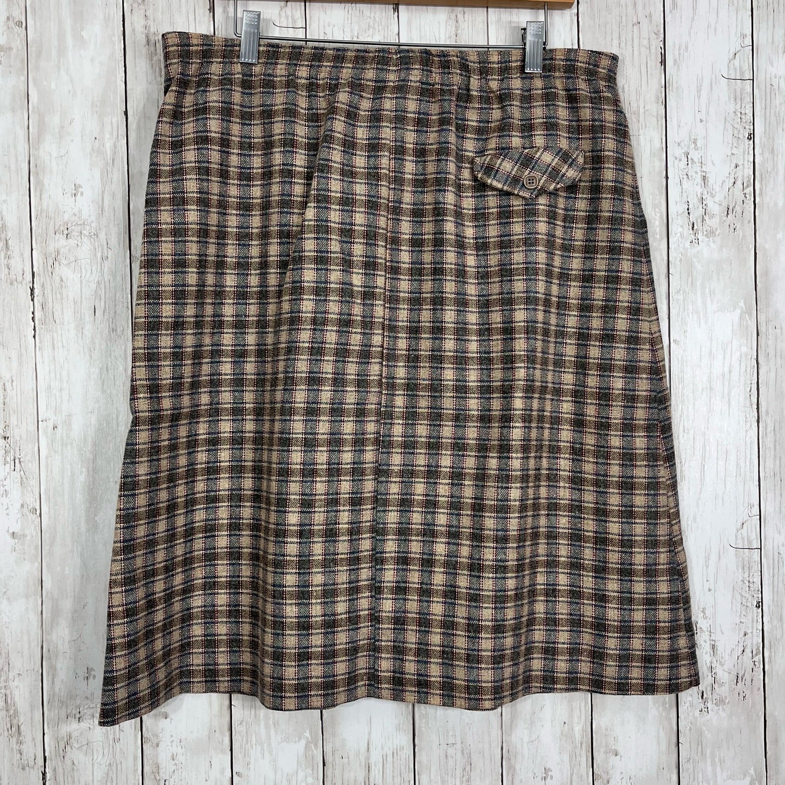 Vintage Hunter Sportswear Plaid A-Line High Waist Knee Length Preppy Skirt