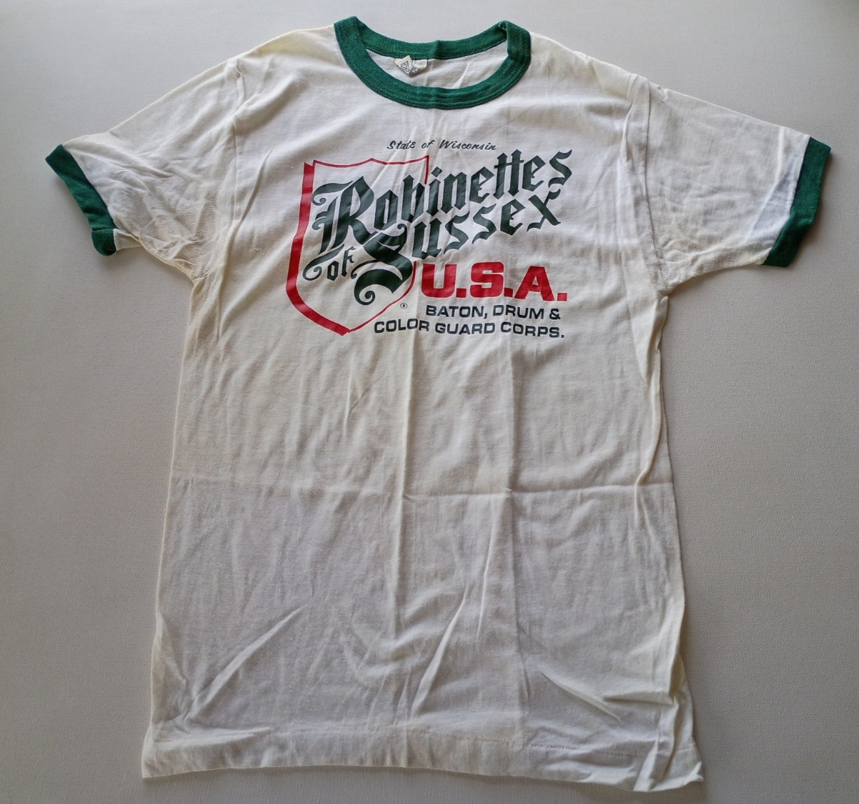 ROBINETTES OF SUSSEX WISCONSIN VINTAGE USA MADE 1970S ADVERTISING RINGER T SHIRT