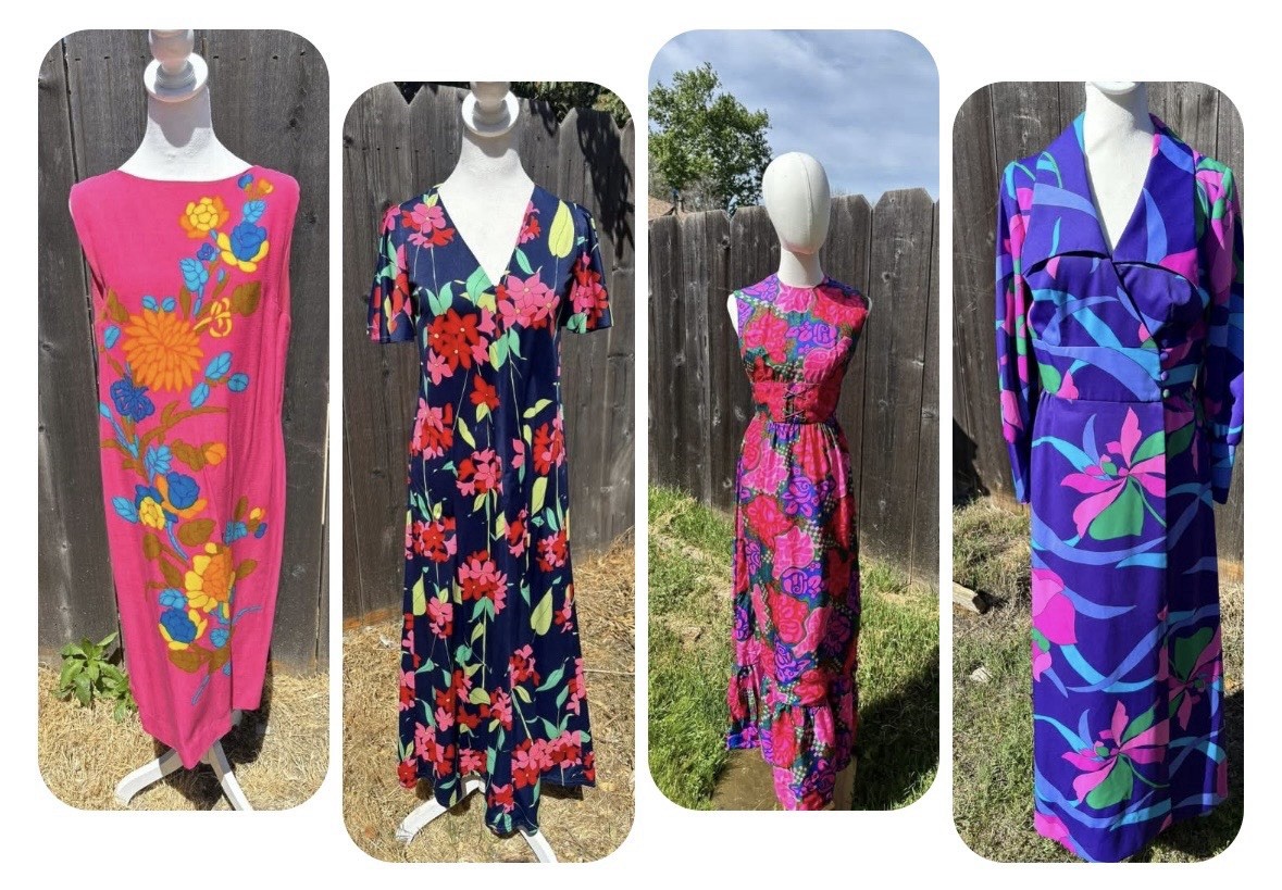 Vtg Lot Of 4 60’s/70’s Dresses Hawaiian/Tori Richards/Handmade/Floral/Linen