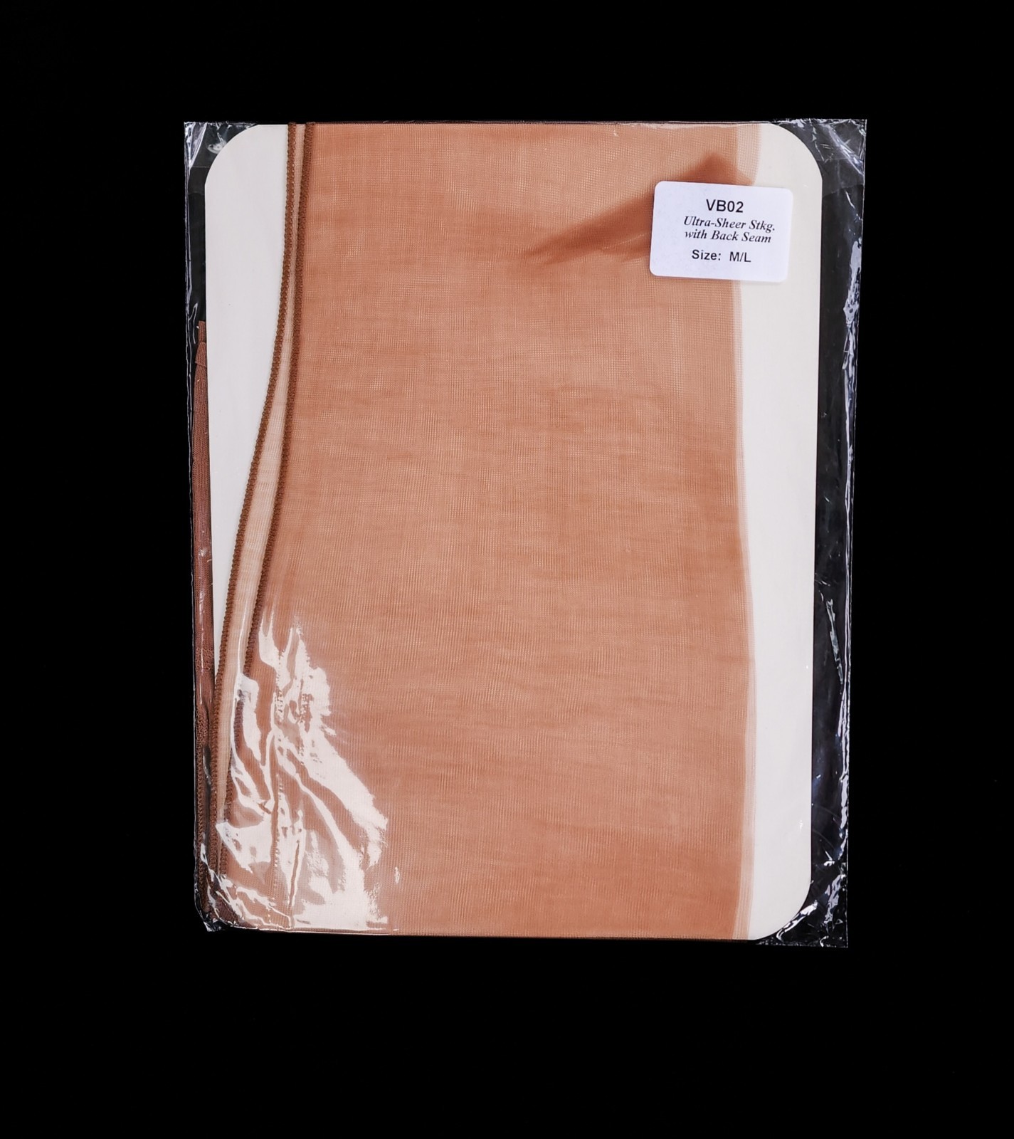 Vtg Garter Stockings Back Seamed Ultra Sheer Nylon Med 9-11 Long Warm Beige 50s