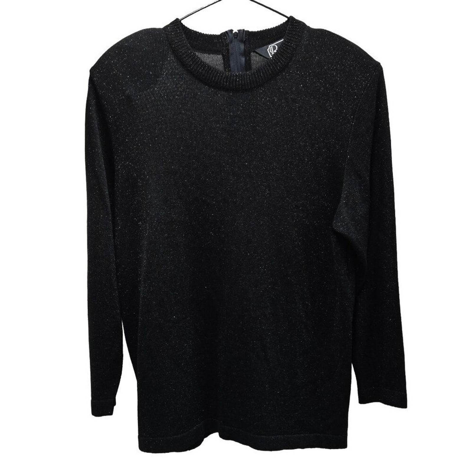 EUC VINTAGE ROCHELLE CALIFORNIA ACRYLIC LUREX SHIMMER BLACK PULLOVER SWEATER