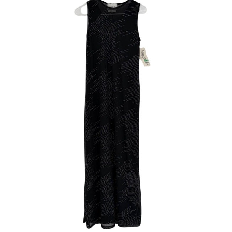 Deadstock Vintage 90s Black Celestial Glitter Maxi Gown 10 Formal Prom Dress NWT