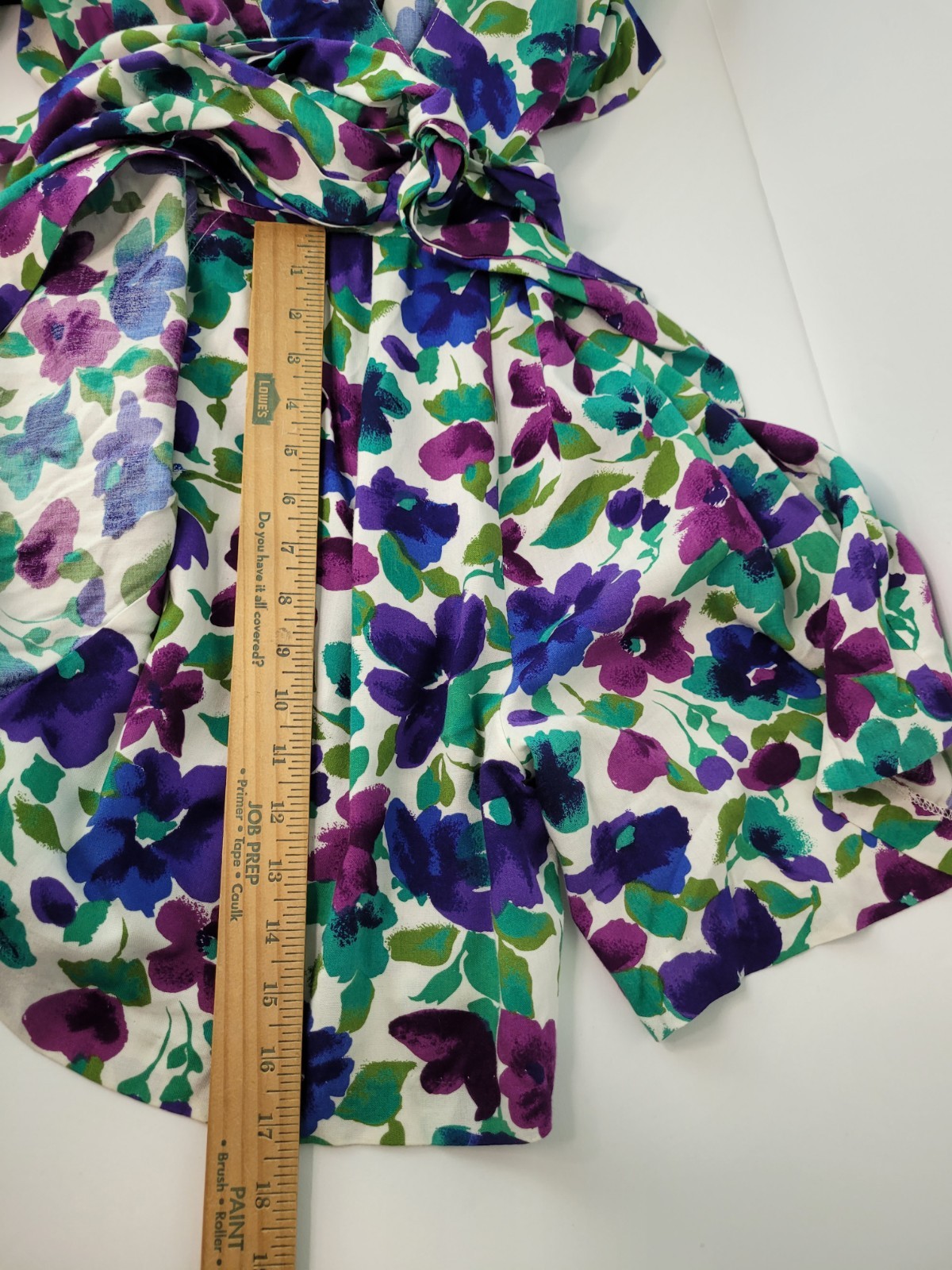 CRAZY 4U Vintage Tuxedo Romper Wrap 90s Floral Pansies Multicolor Rayon Size S