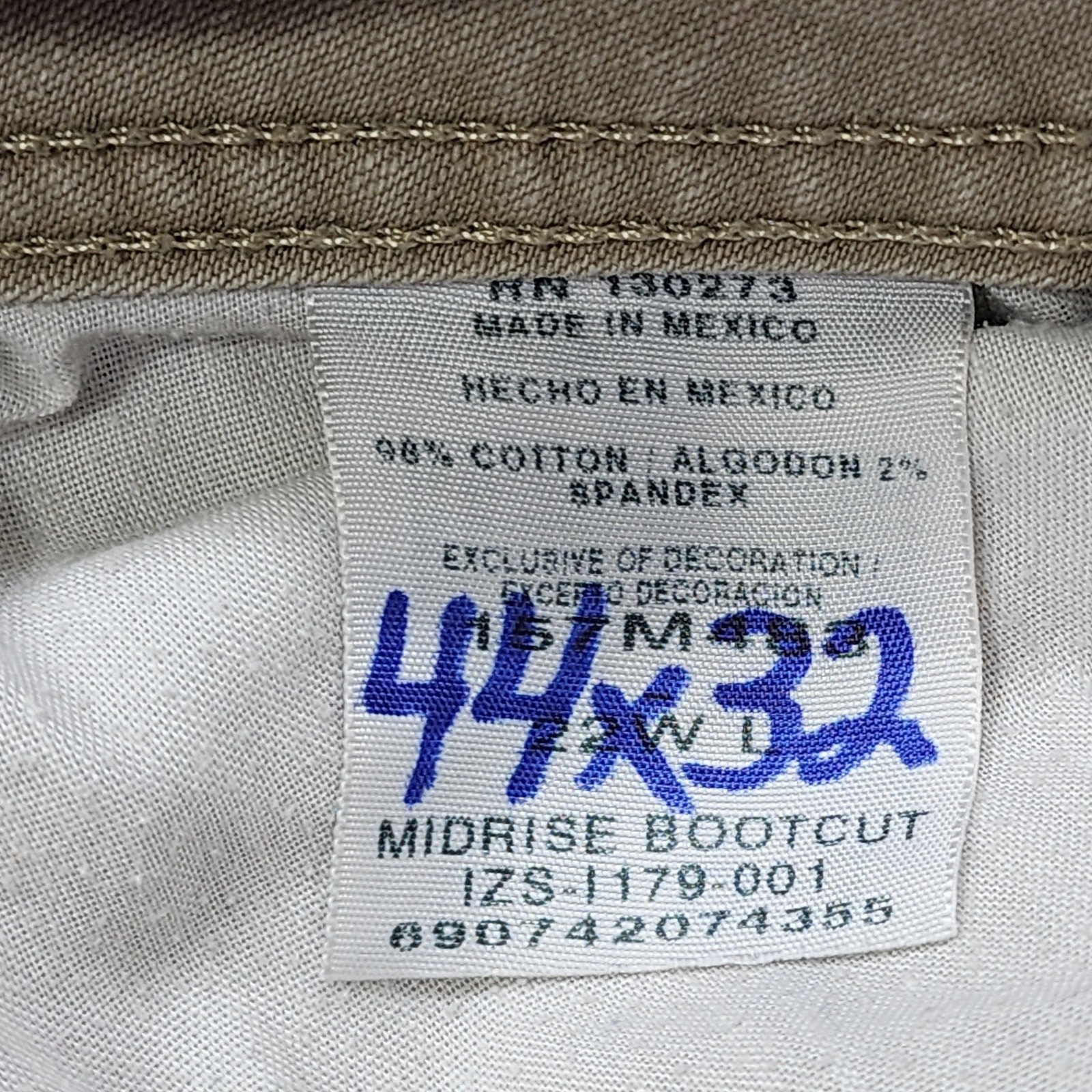 Vintage Lee Riders Jeans Womens 22W LONG Tan Mid Rise Bootcut Stretch Casual