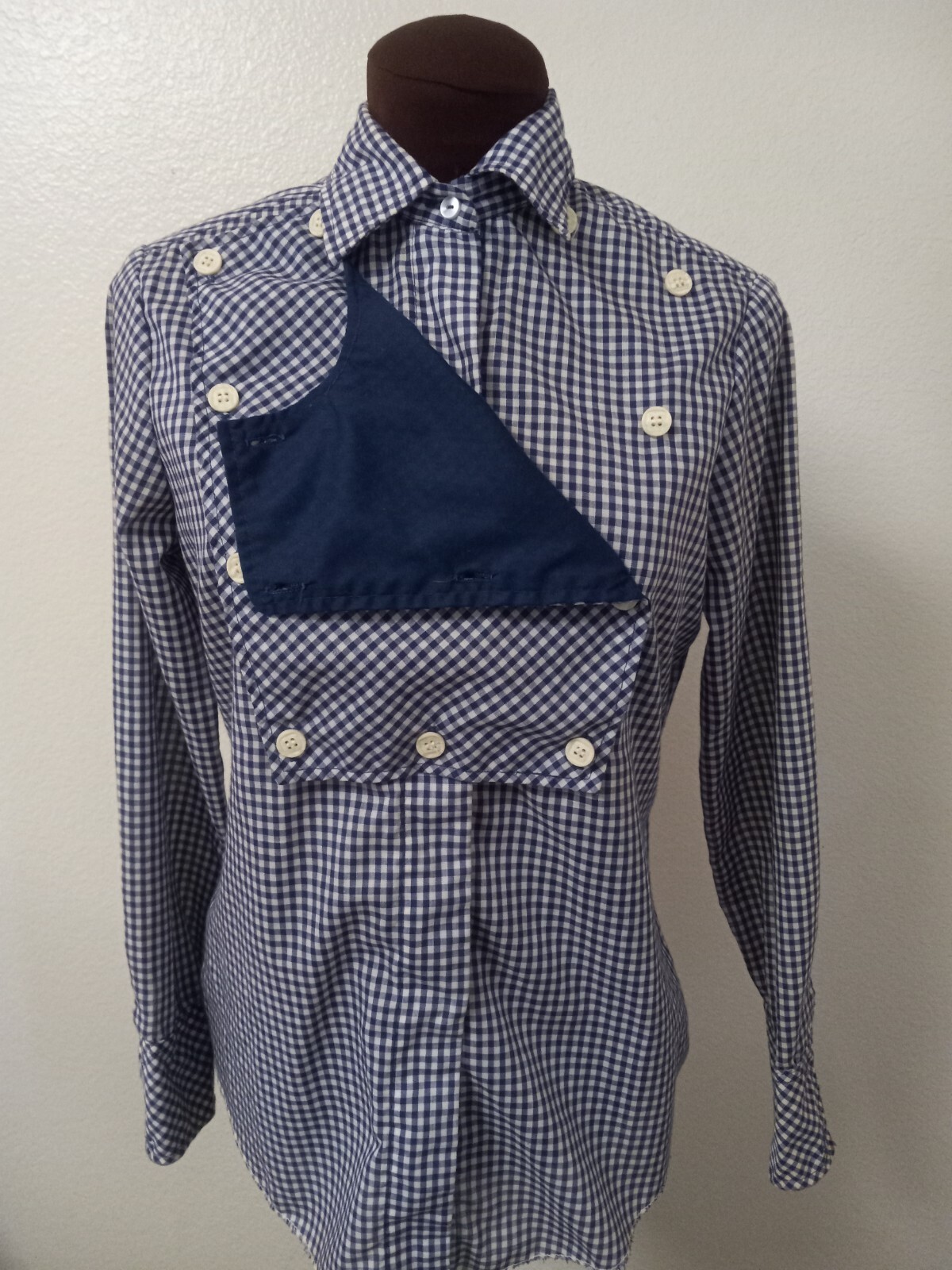 Women’s Western Shirt California Ranchwear H Bar C 34 Small Cotton Gingham VTG