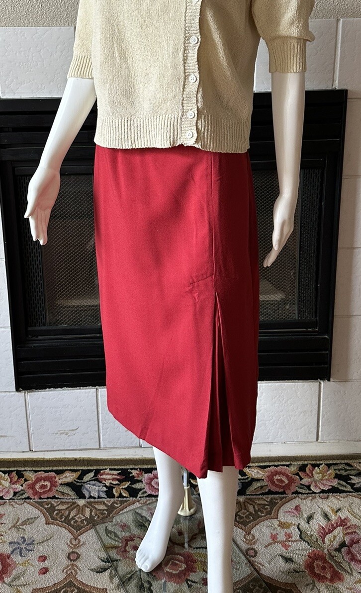 Vintage You Babes Red Skirt W/ Front Slit Juniors Size 9 Waist 26” Hips 36”